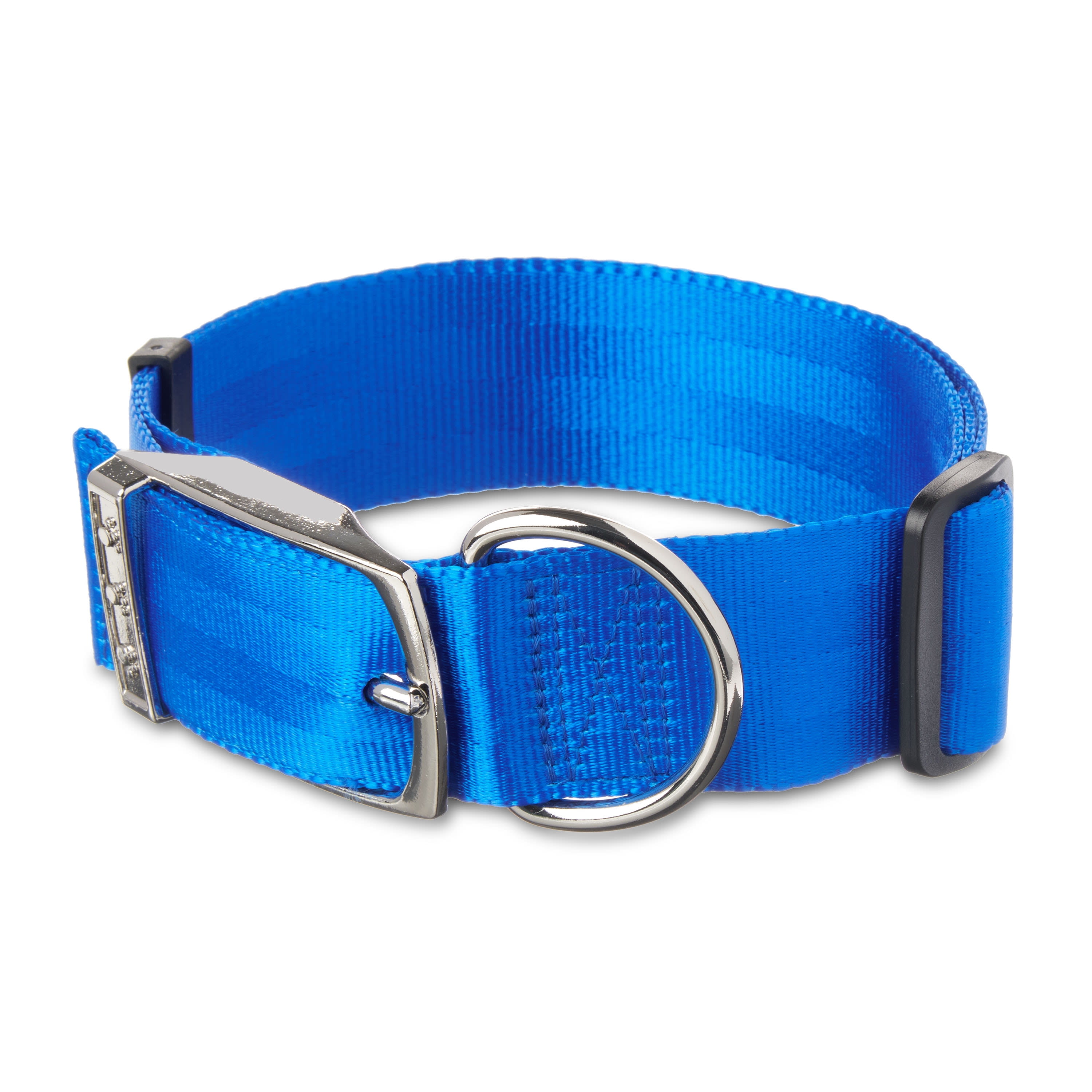 Vibrant Life Adjustable Nylon Dog Collar with D-Ring, Blue, Medium