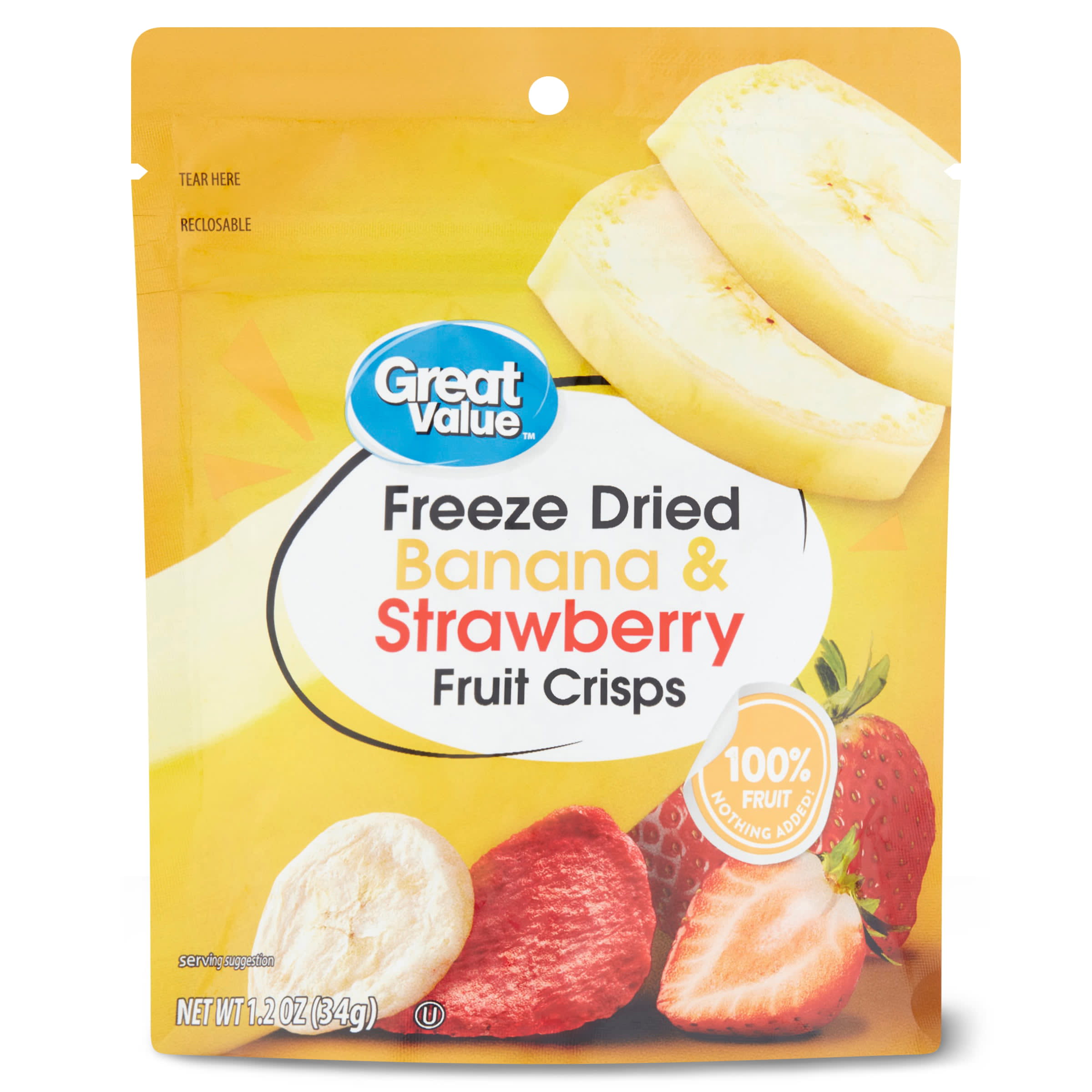 Great Value Freeze Dried Fruit Crisps, Variety Pack, 6 Count, 2.26 oz.