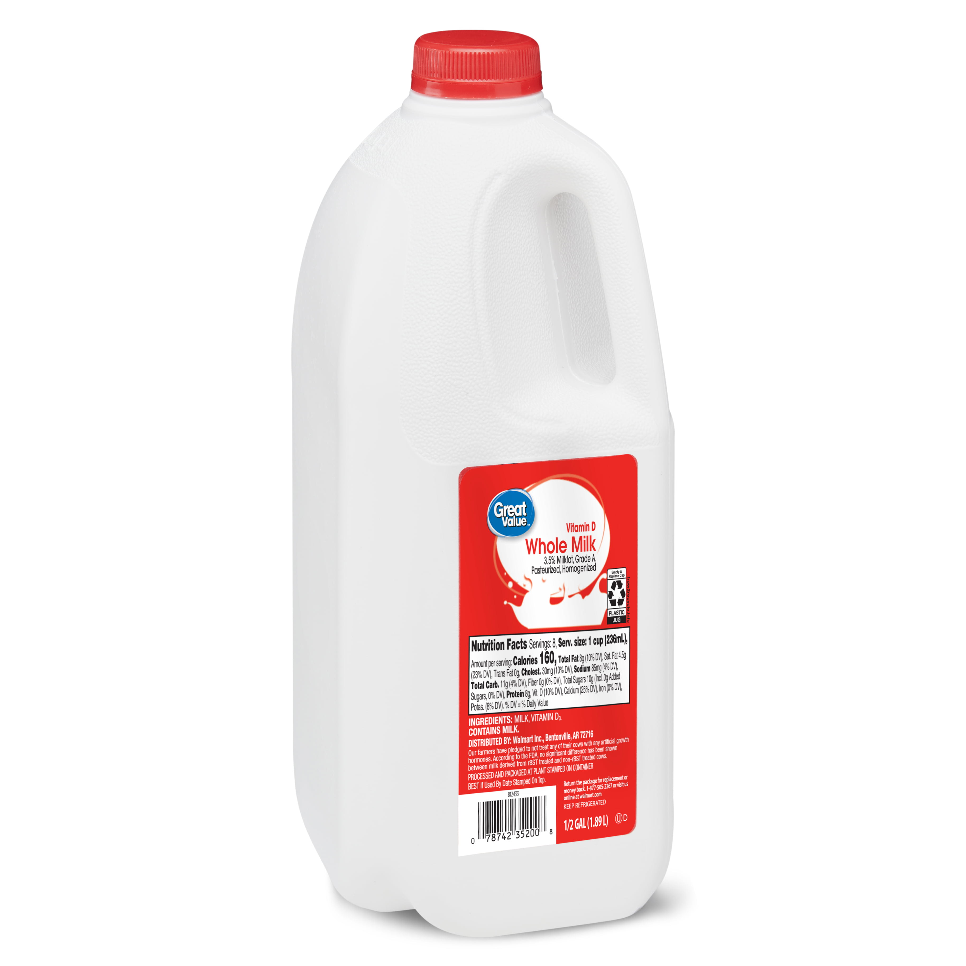 Great Value Whole Vitamin D Milk Half Gallon 64 Fl Oz Droneup Delivery