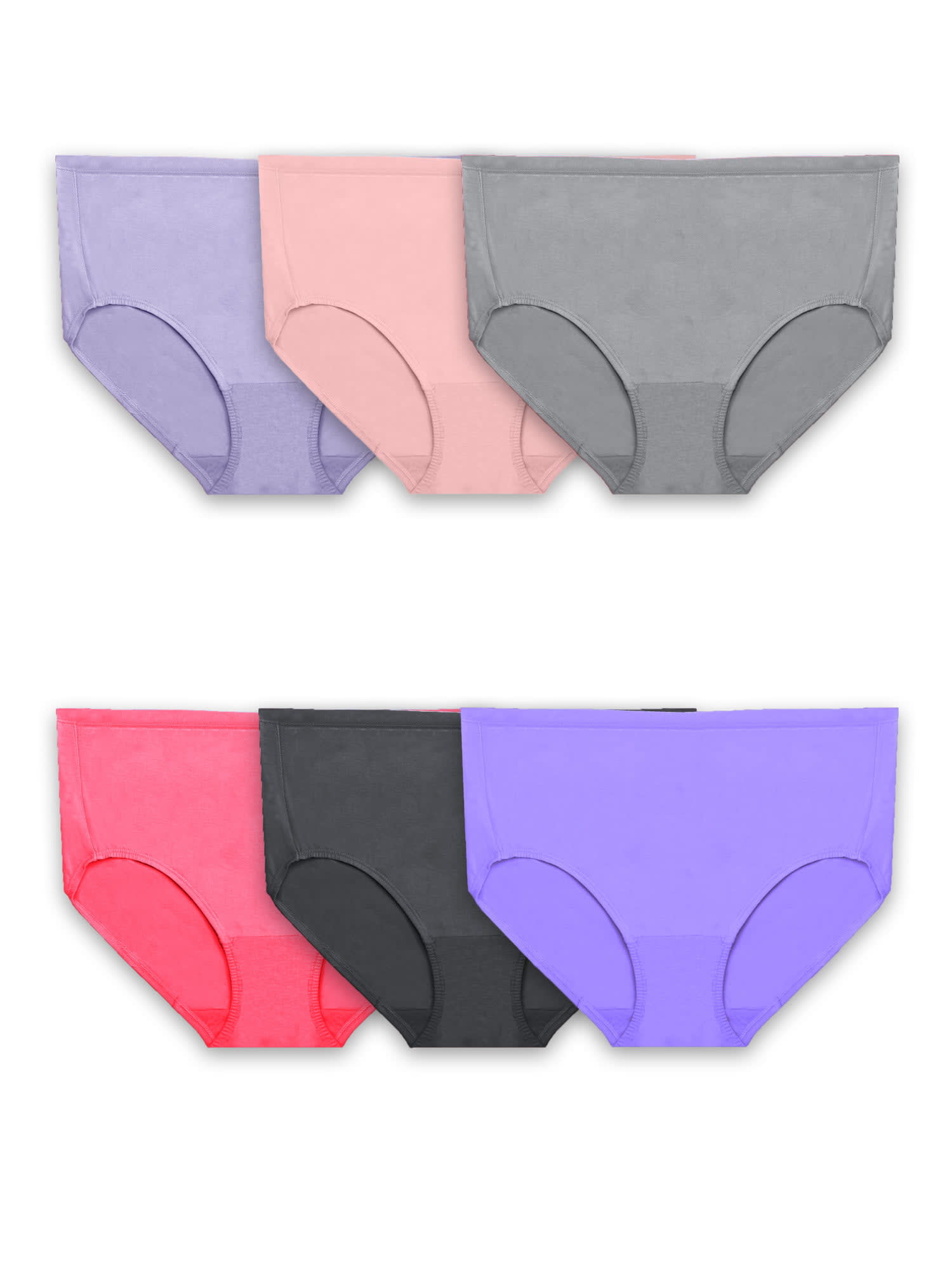 Fit for Me by Fruit of the Loom Women's Plus Size Brief Underwear, 6 Pack 