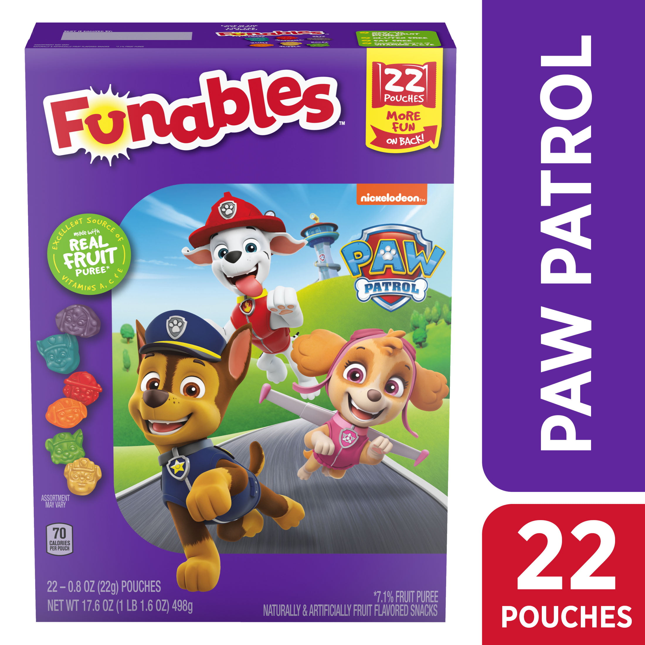 Funables Paw Patrol Movie Fruit Flavored Fruit Snacks, 0.8 oz, 22