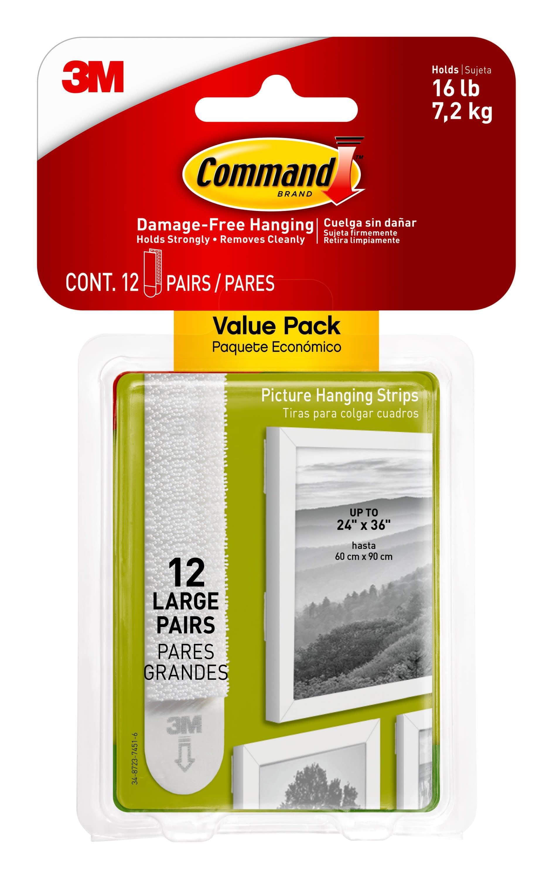 Command Poster Strips, White, Damage Free Decorating, 16 Command