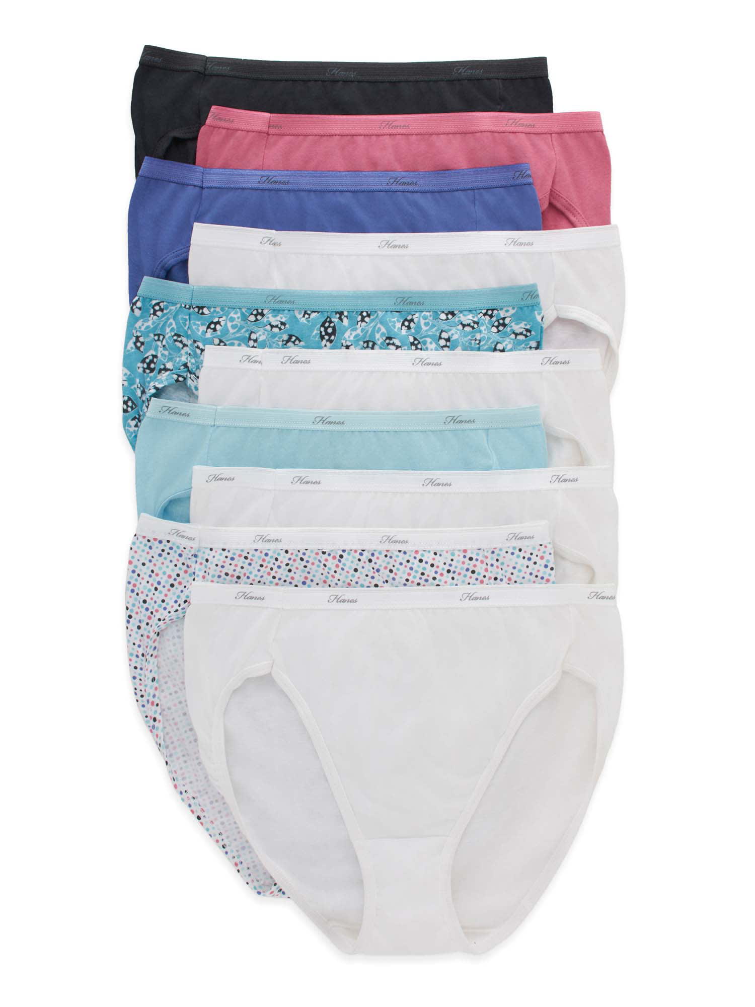 Joyspun Women's Cotton Brief Panties, 6-Pack, Sizes M to 3XL 