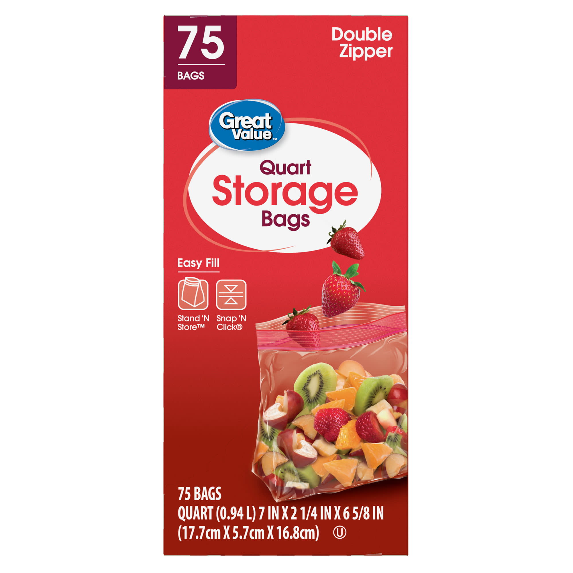 Ziploc Double Zipper Freezer Gallon Bags - Total: 75 Ct.