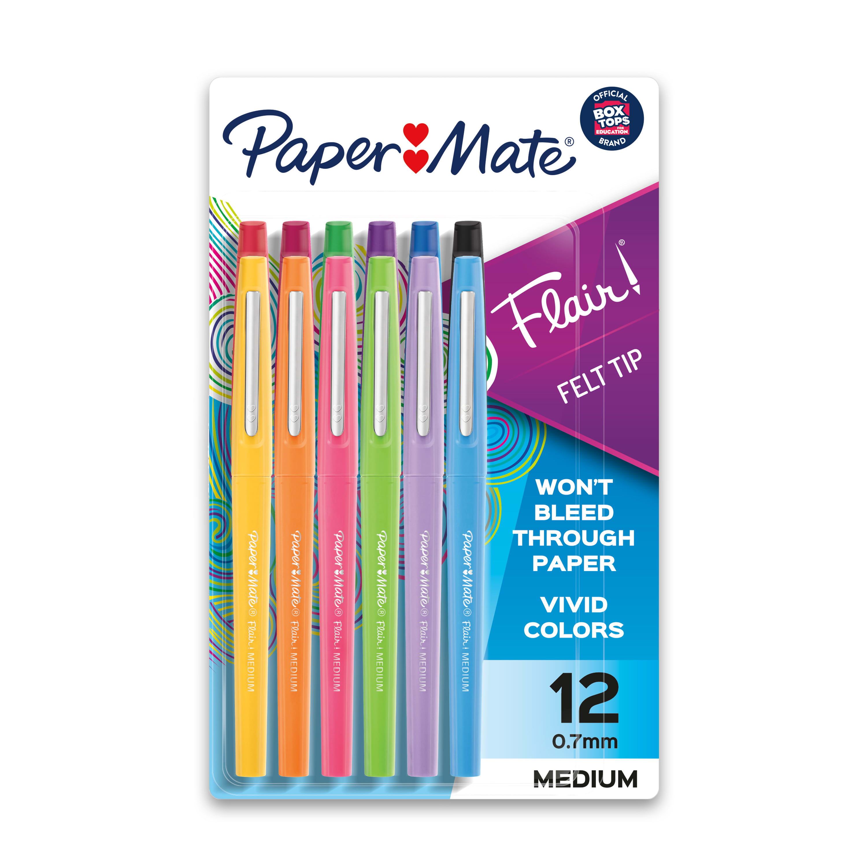  Paper Mate Flair Felt Tip Pens, Medium Point, 12-Count, Black  : Office Products