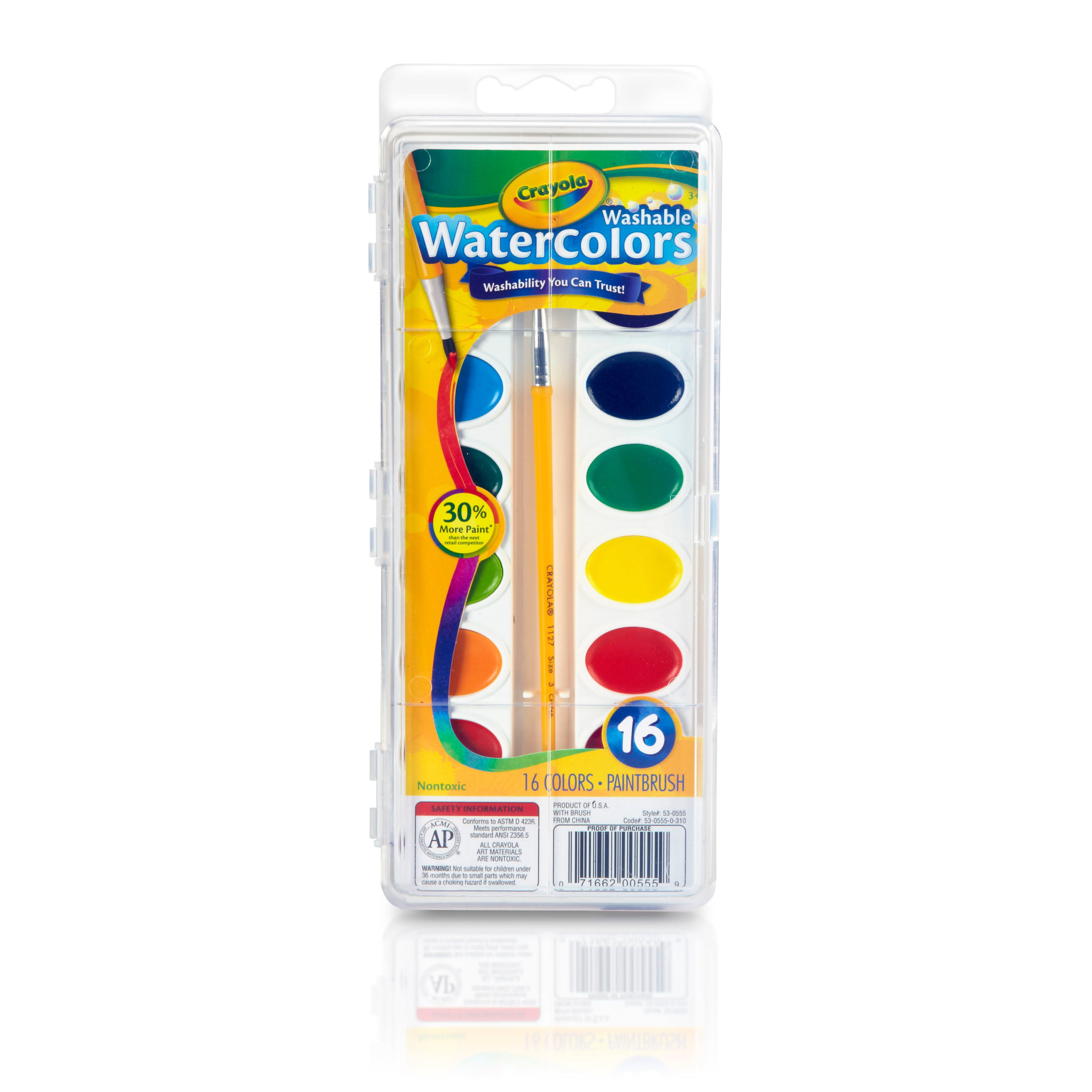 Crayola Washable Kids Paint Set & Paintbrush, Painting Supplies 18 Count  54-0125