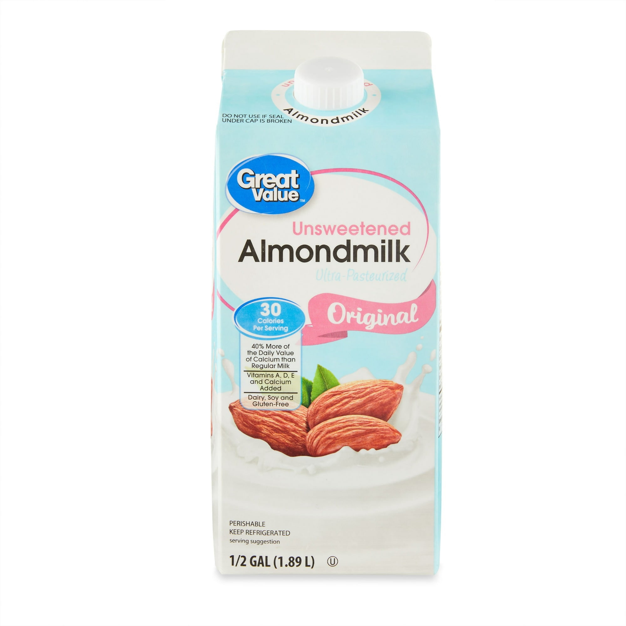 Great Value Original Unsweetened Almond Milk, Half Gallon, 64 fl oz