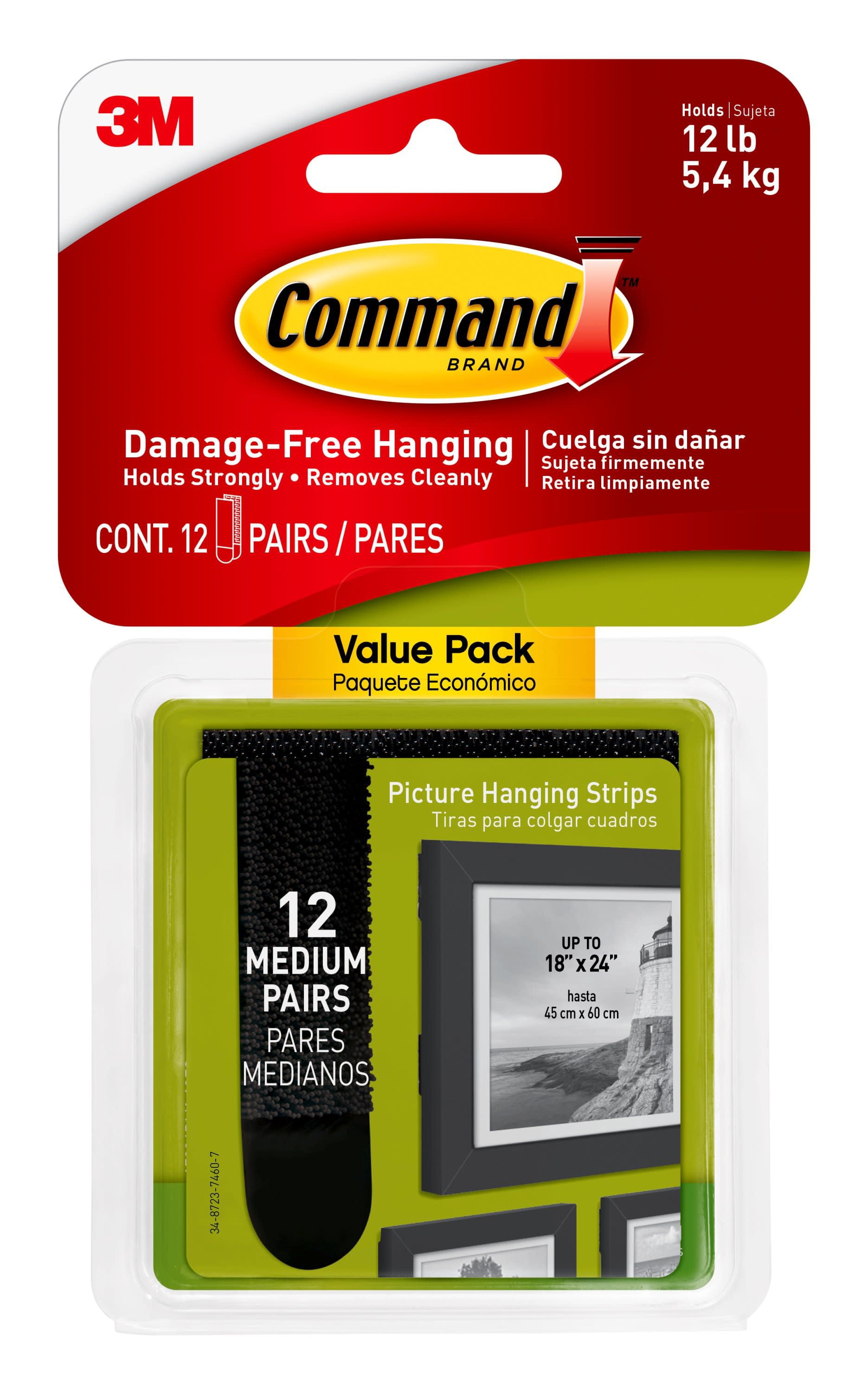 Command Poster Strips, White, Damage-Free Hanging, 60 Command Strips 