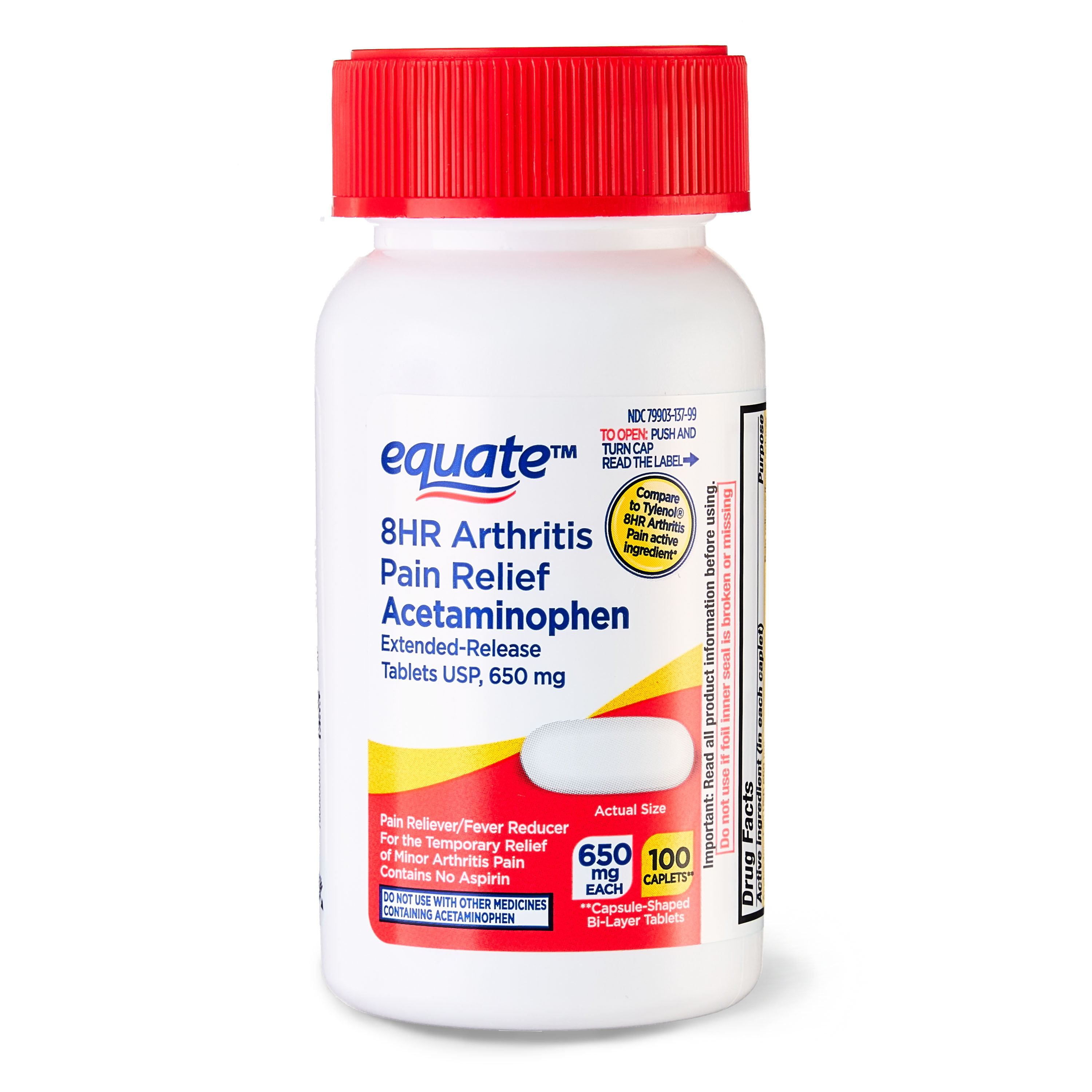 Equate 8 Hour Arthritis Pain Relief Acetaminophen Extended Release Tablets  650mg, 325 Count
