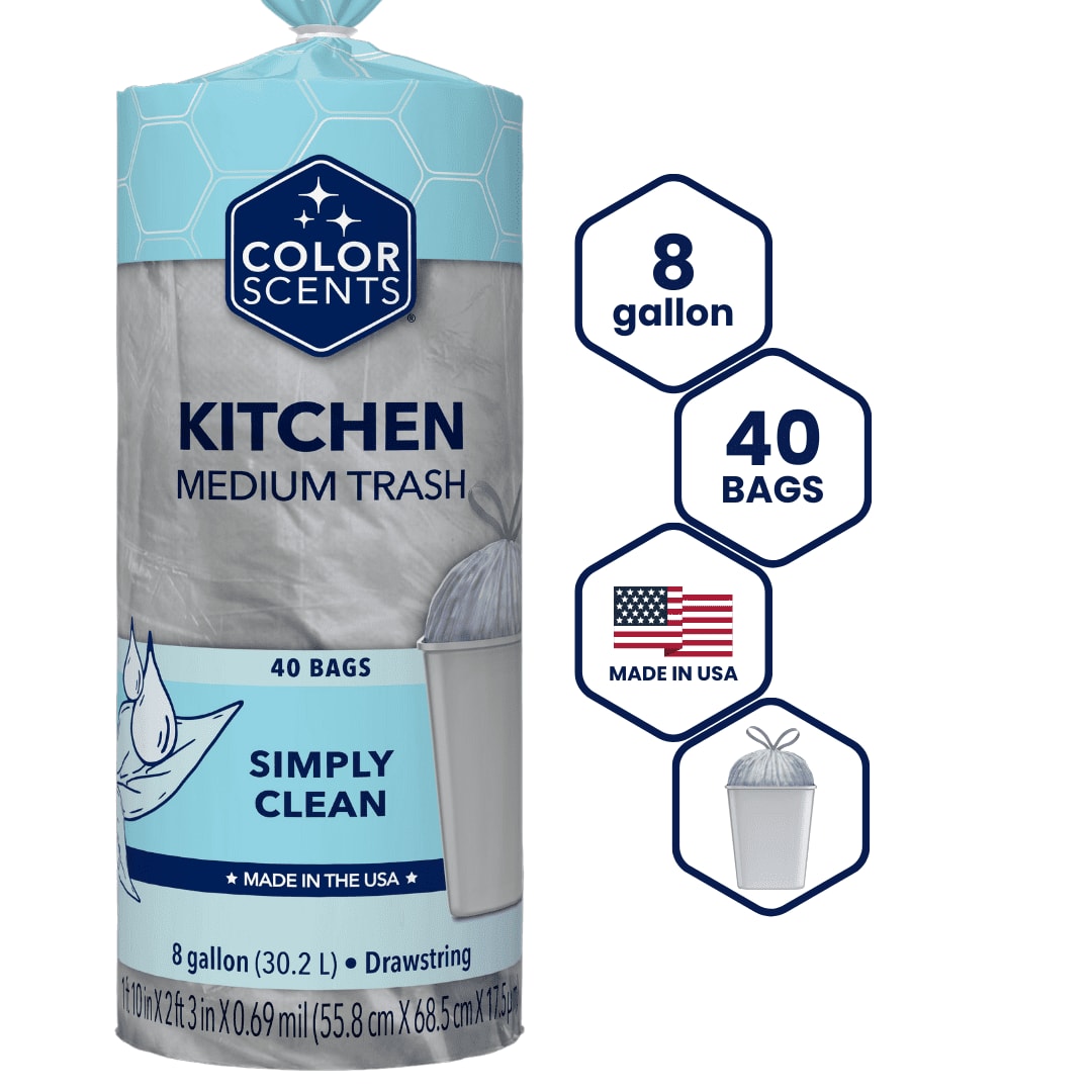 Color Scents Medium Trash Bags, 8 Gallon, 40 Bags (Simply Clean