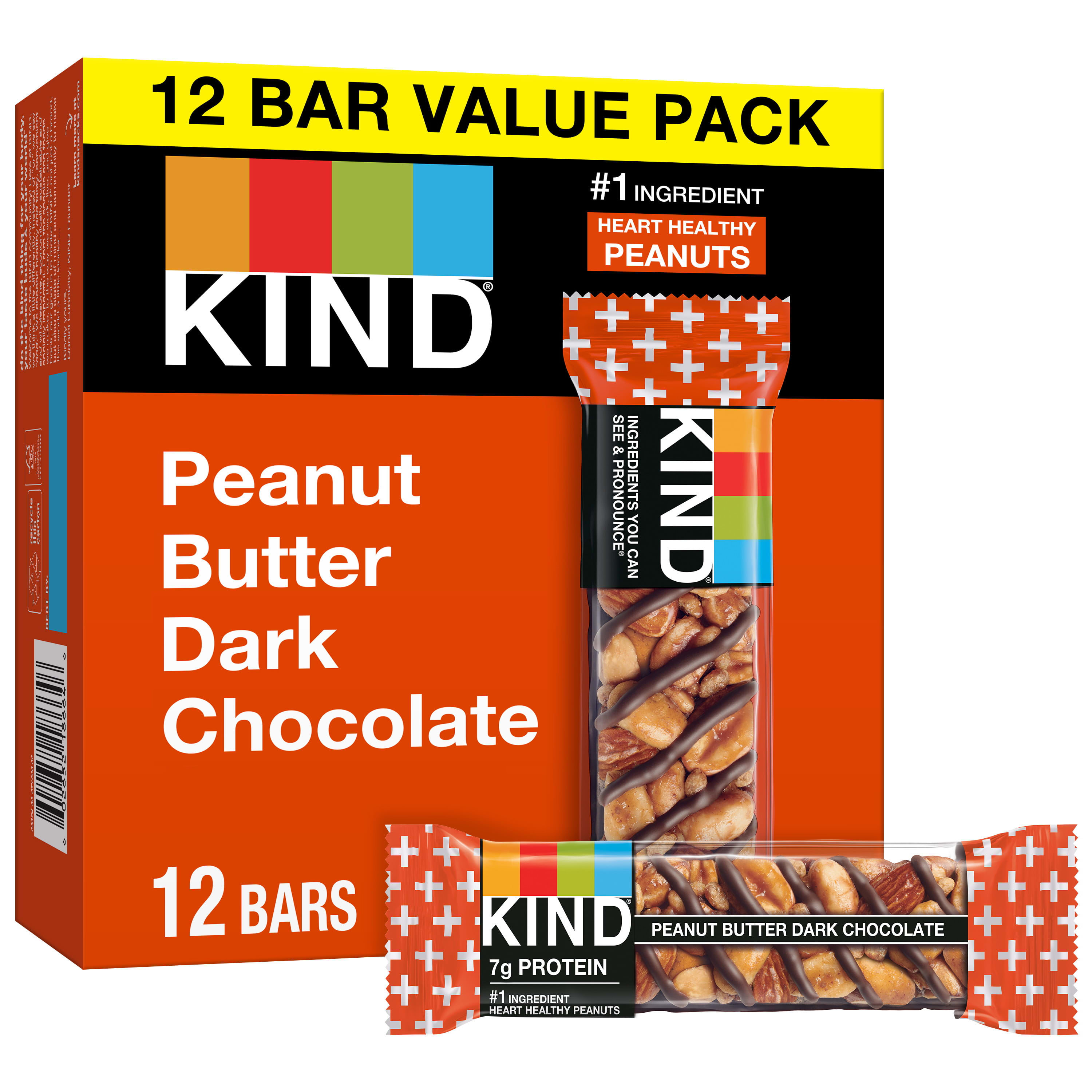 KIND Nut Bars, Peanut Butter Dark Chocolate, 1.4 oz, 12 Count DroneUp Delivery