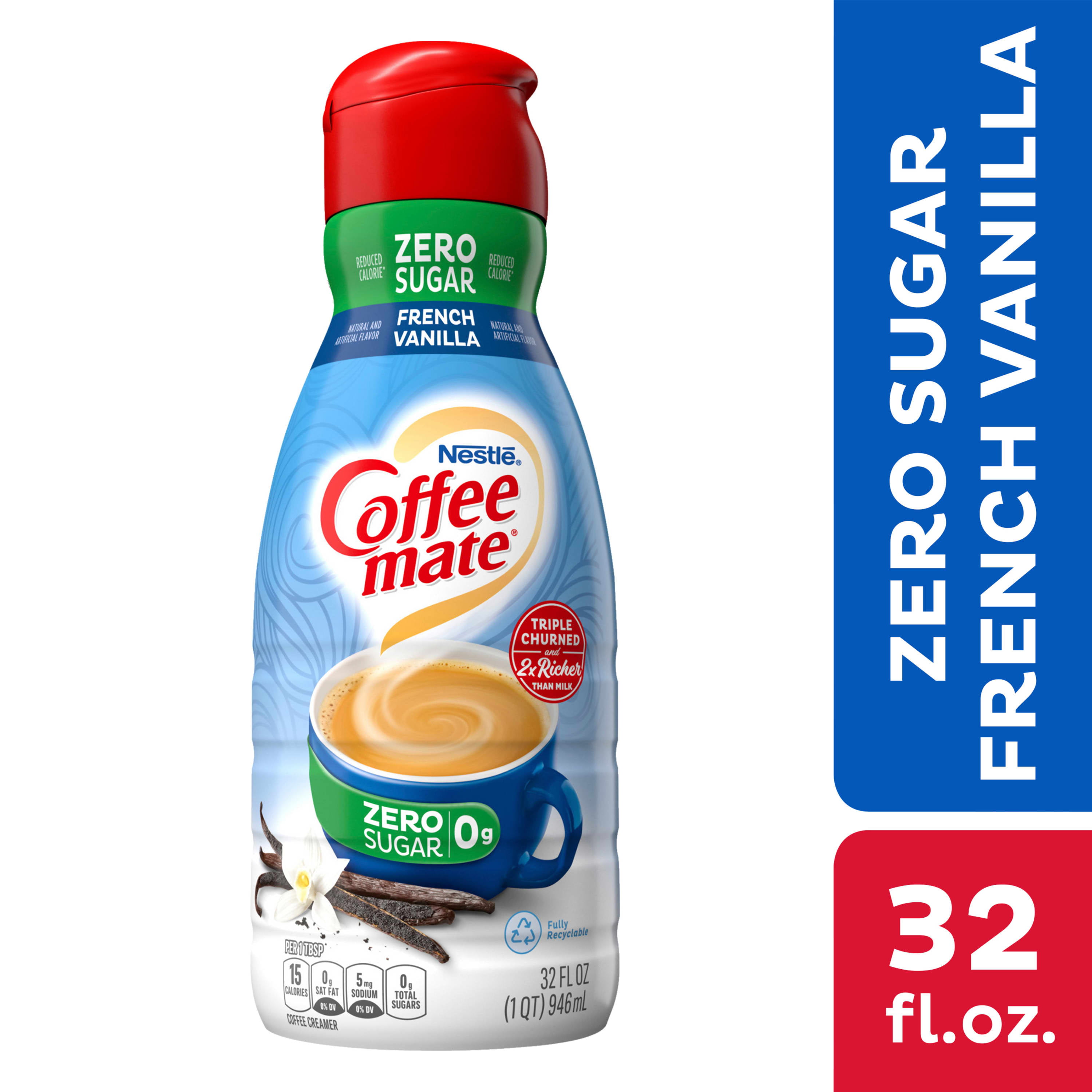 Nestle Coffee mate Zero Sugar French Vanilla Liquid Coffee Creamer, 32