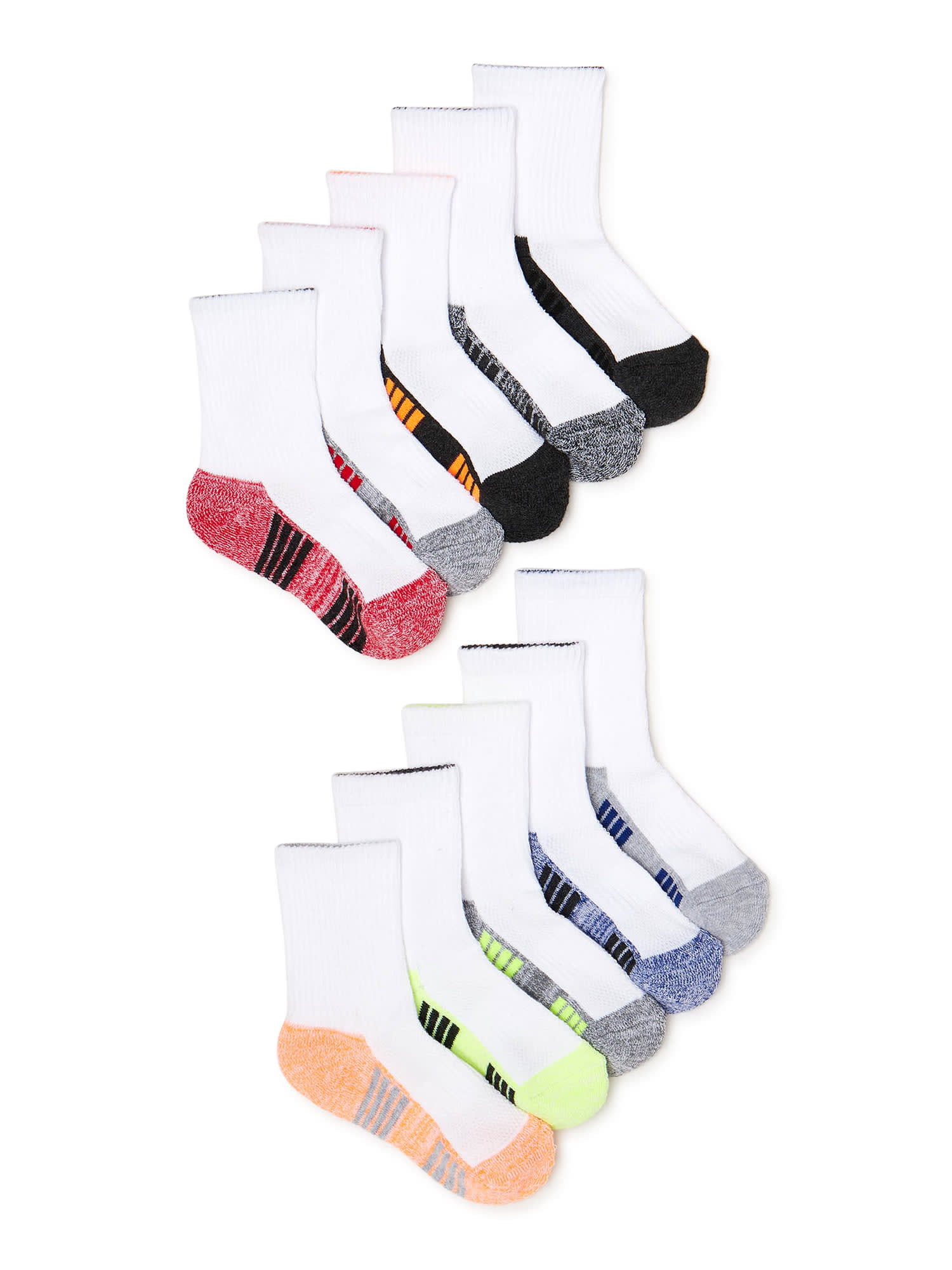 Athletic Works Boys Cushioned Crew Socks, 10-Pack S (4-8.5) - L (3-9) -  DroneUp Delivery