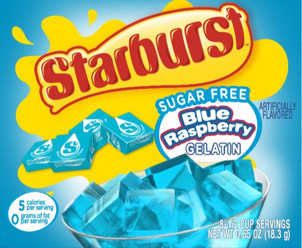 Starburst SugarFree Blue Raspberry Gelatin Mix, 8 Servings, 0.65 oz