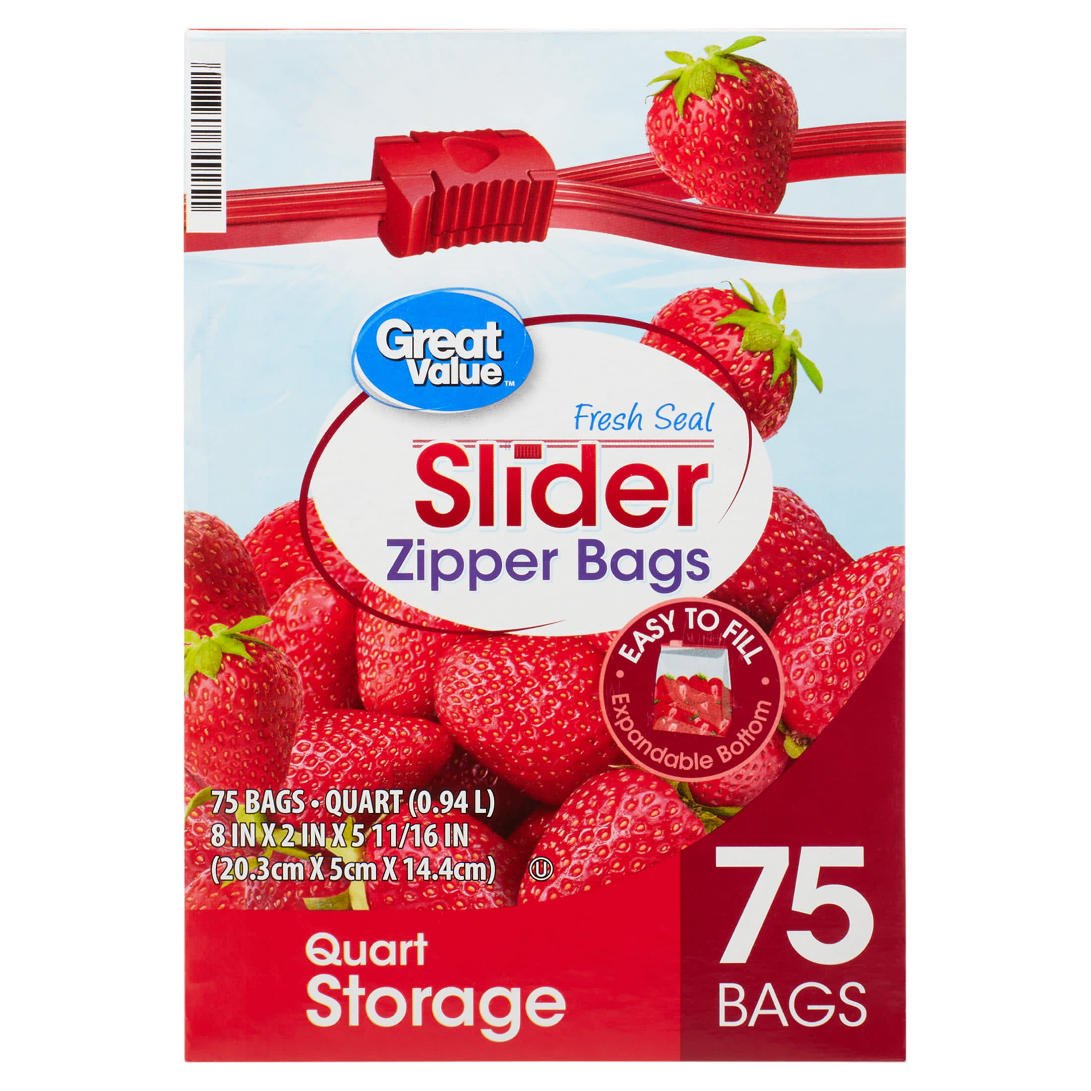 Great Value Double Zipper Sandwich Bags, 200 Count 