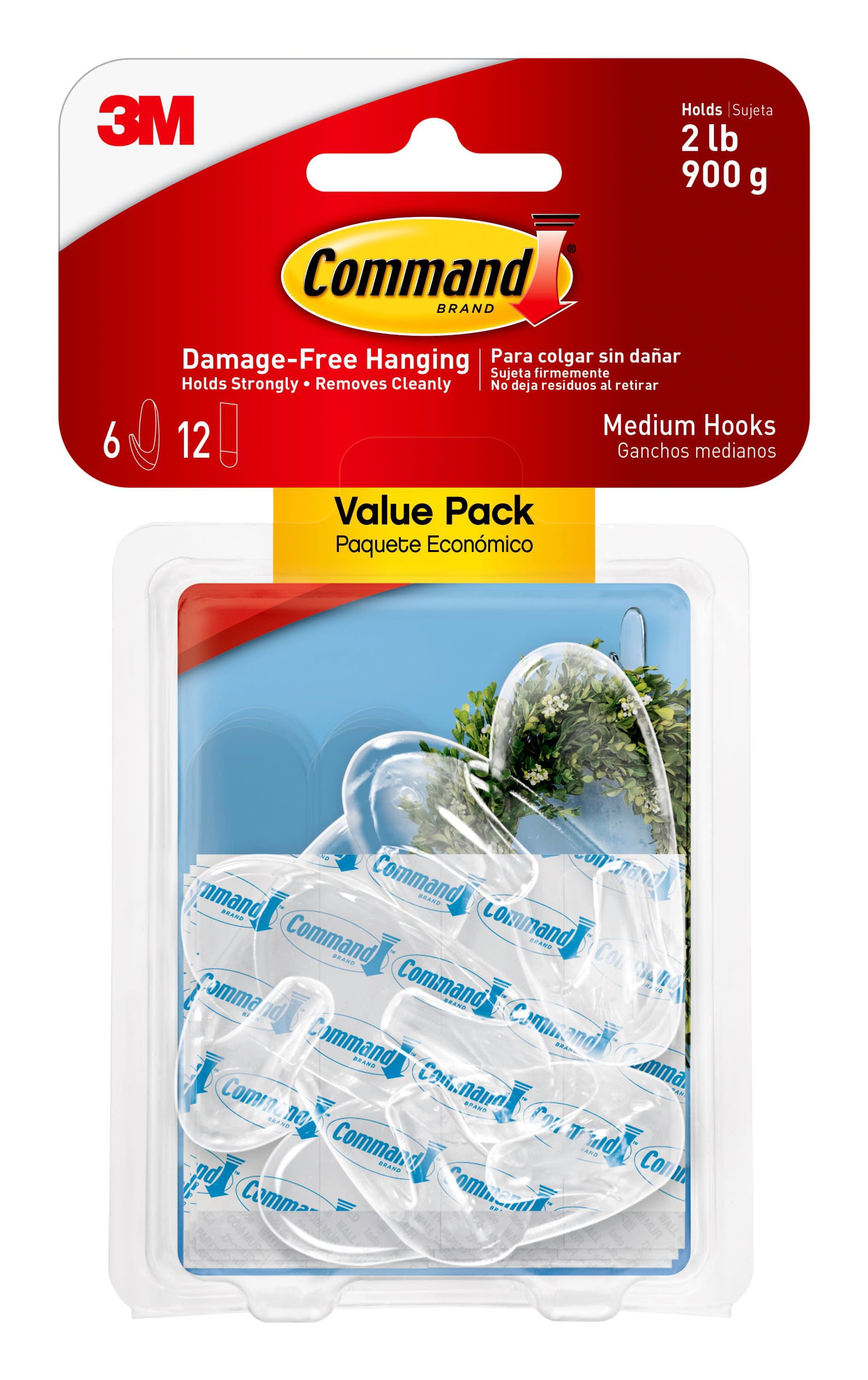 Command Large Utility Hooks, White, Damage Free Decorating, 6 Hooks and 12 Command  Strips - DroneUp Delivery