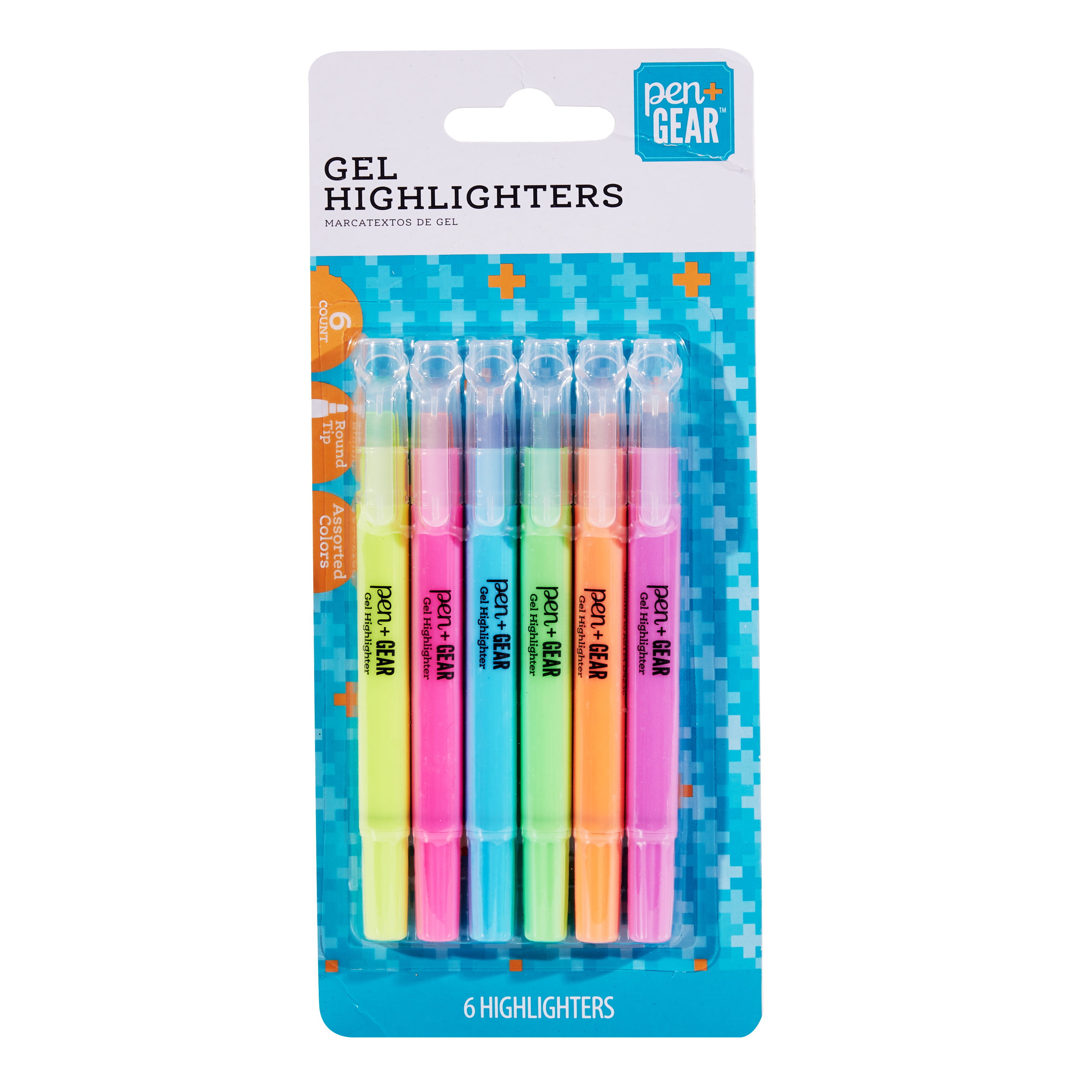 Pen + Gear Gel Highlighters, Assorted Colors, 6 Count - DroneUp Delivery