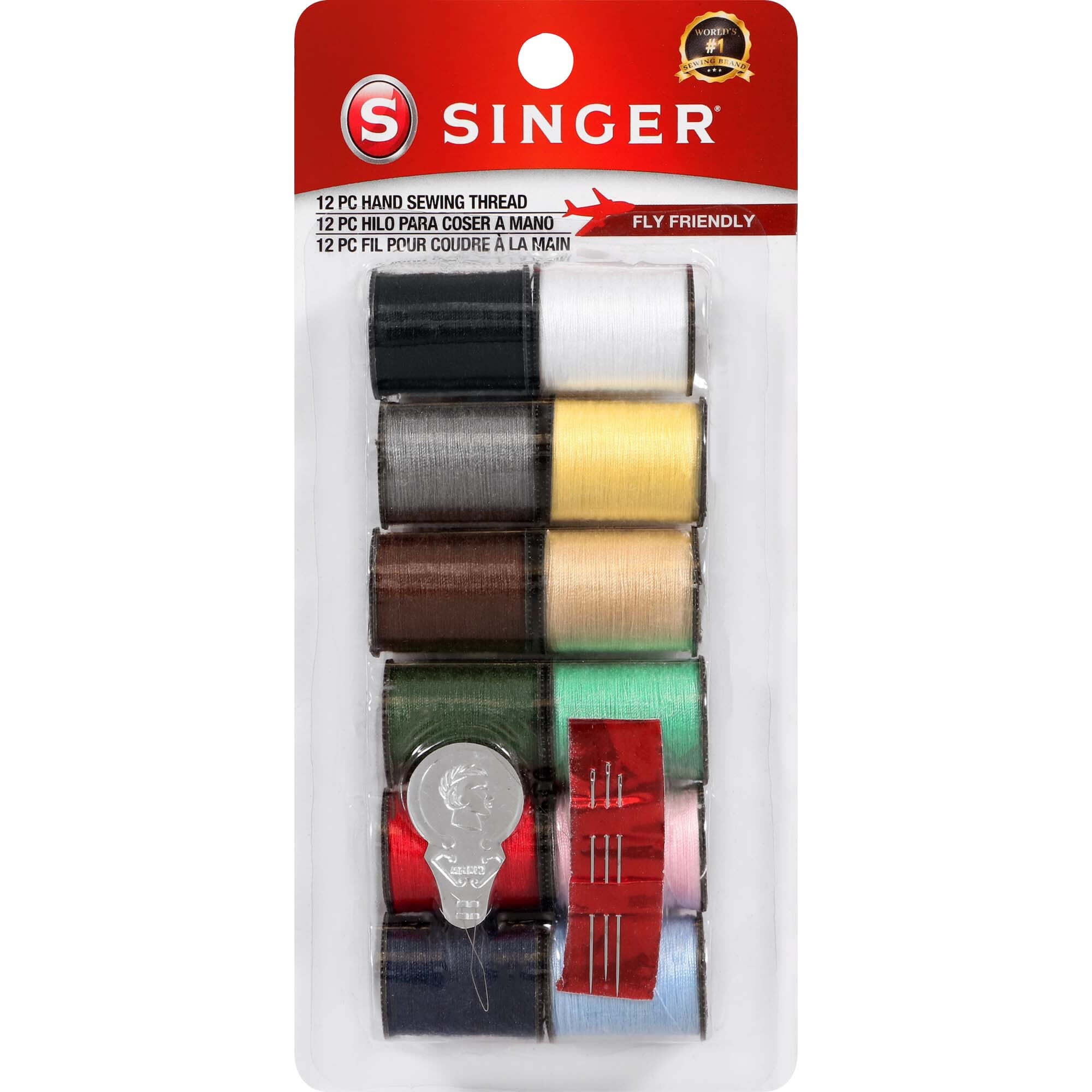 SINGER Hand Sewing Thread Spools Kit, Assorted Colors, 25 yards Each - 12  count - DroneUp Delivery