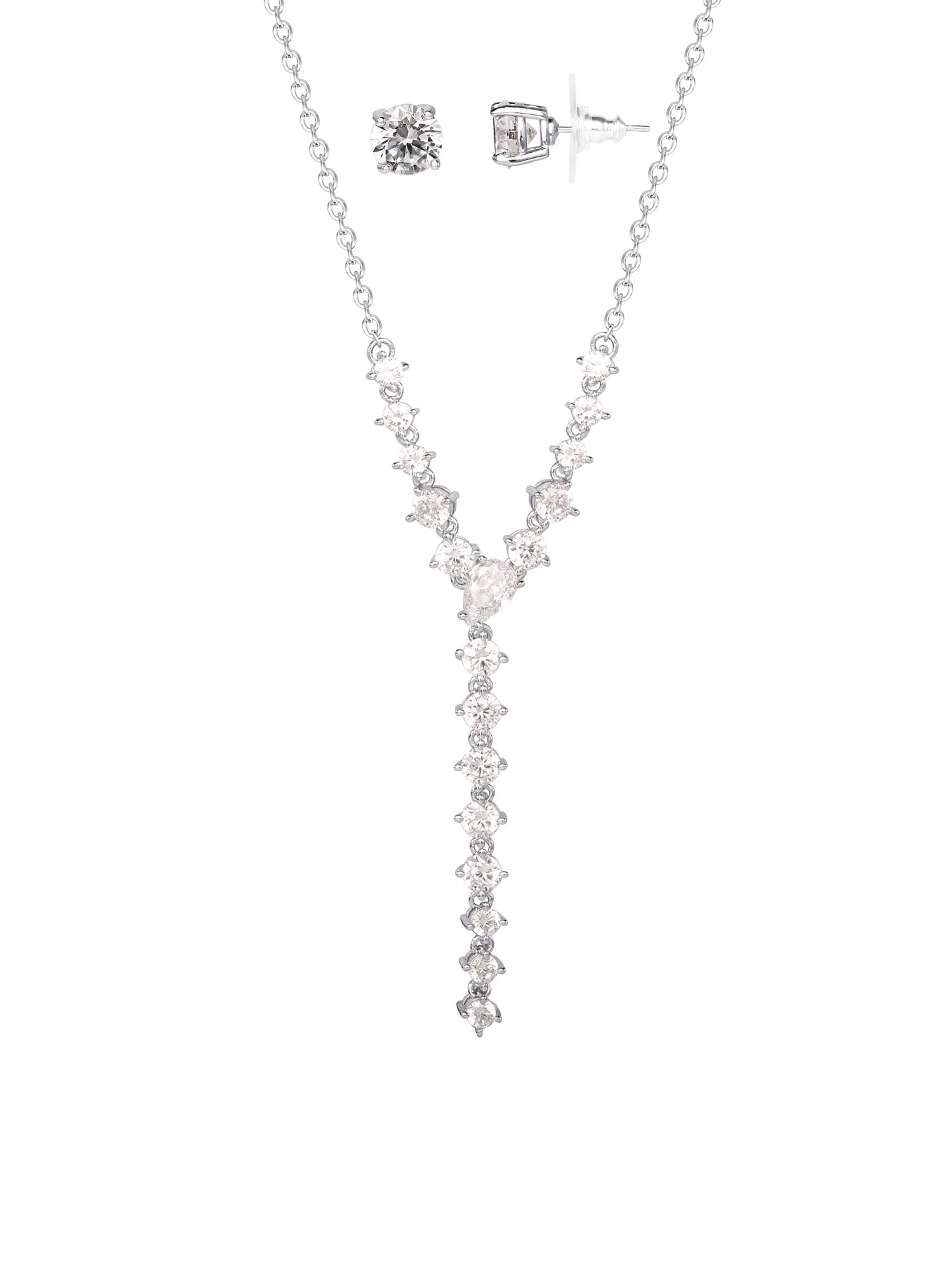 Believe By Brilliance Fine Silver Plated Cubic Zirconia Stud