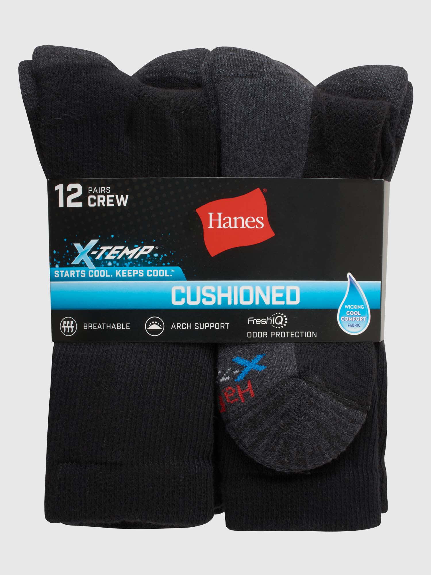 Hanes Men's X-Temp Cushioned + Arch & Vent No Show Socks (Pack of 12 Pairs)  - White - DroneUp Delivery