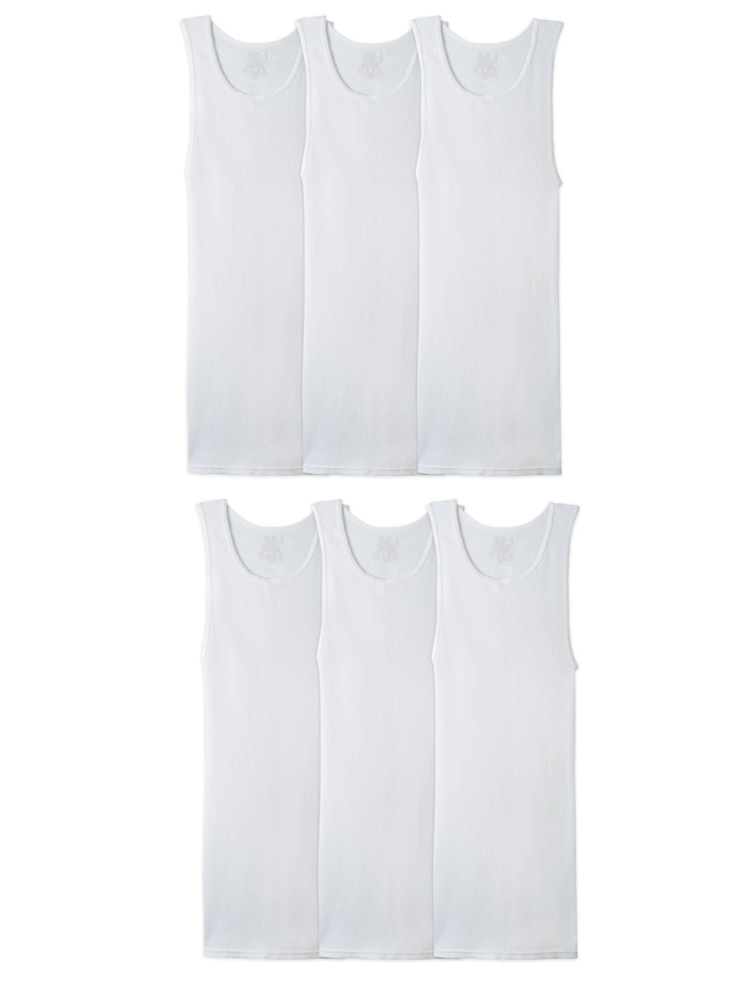 Hanes Menís Value Pack White Tank Undershirts, 6 pack - DroneUp Delivery