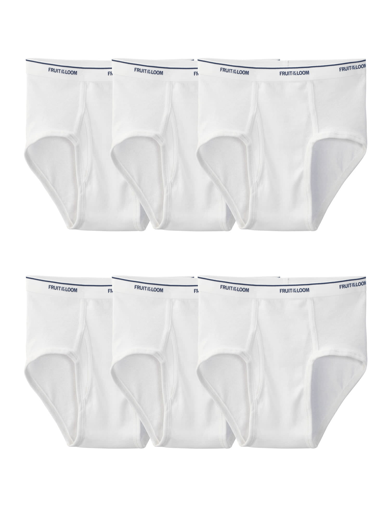 Fruit of the Loom Men's White Briefs, 6 Pack, Sizes S-3XL