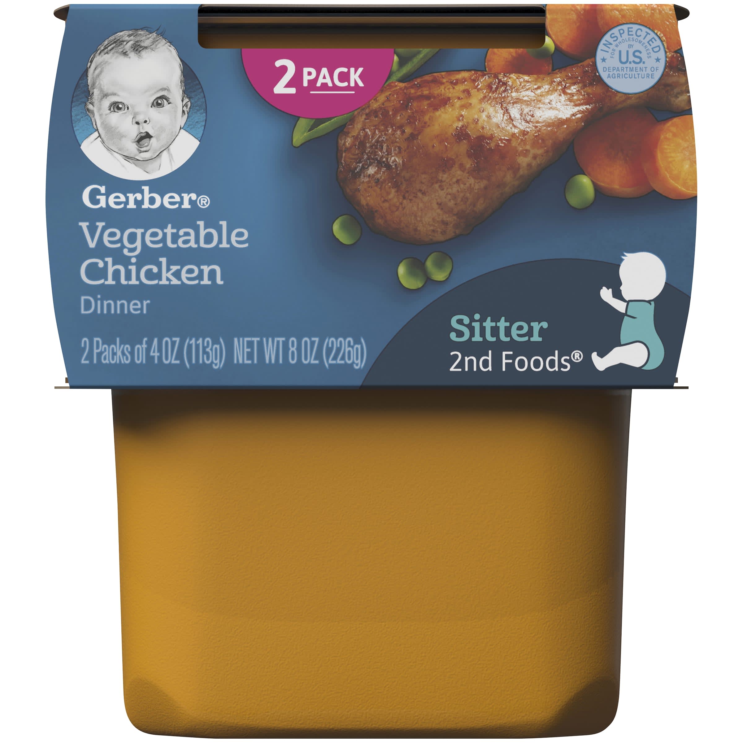 Gerber 2nd Foods Natural for Baby Veggie Power Baby Food, Pea Carrot