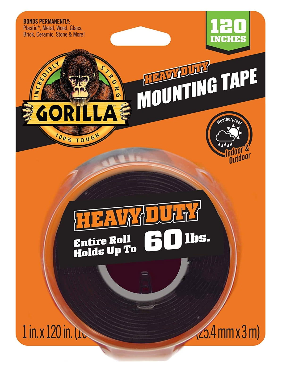 Gorilla 1 in. x 10 ft. Black Heavy Duty Mounting Tape