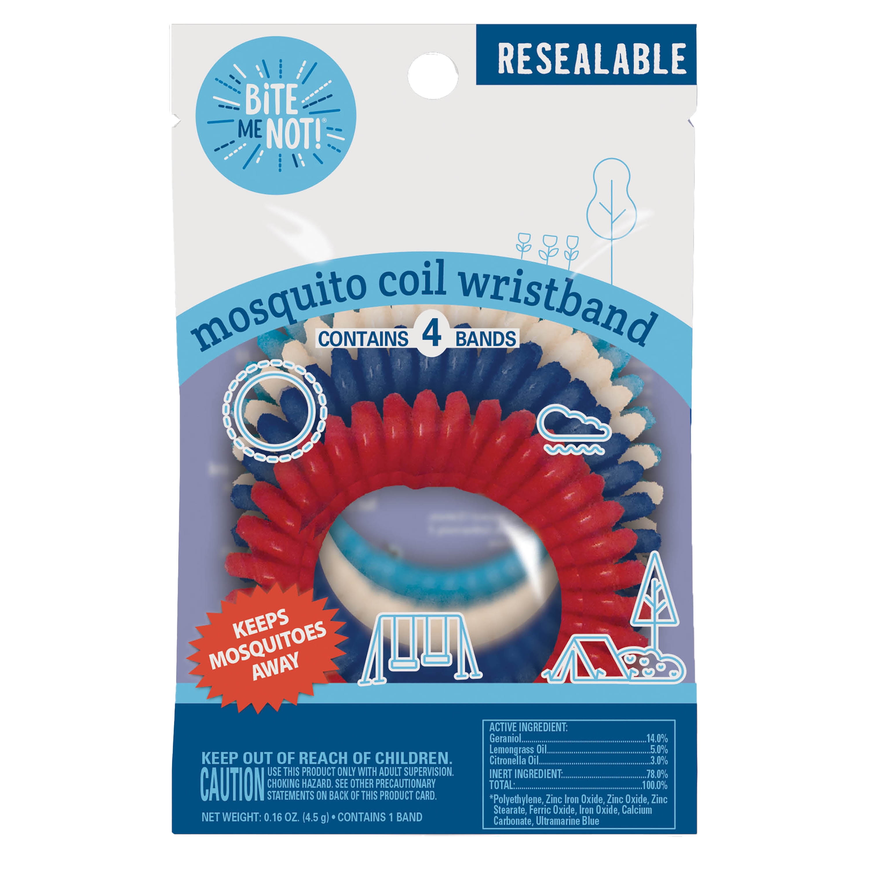 BiTE ME NOT! DEET Free Coil Wristband Insect Repellent, Multi