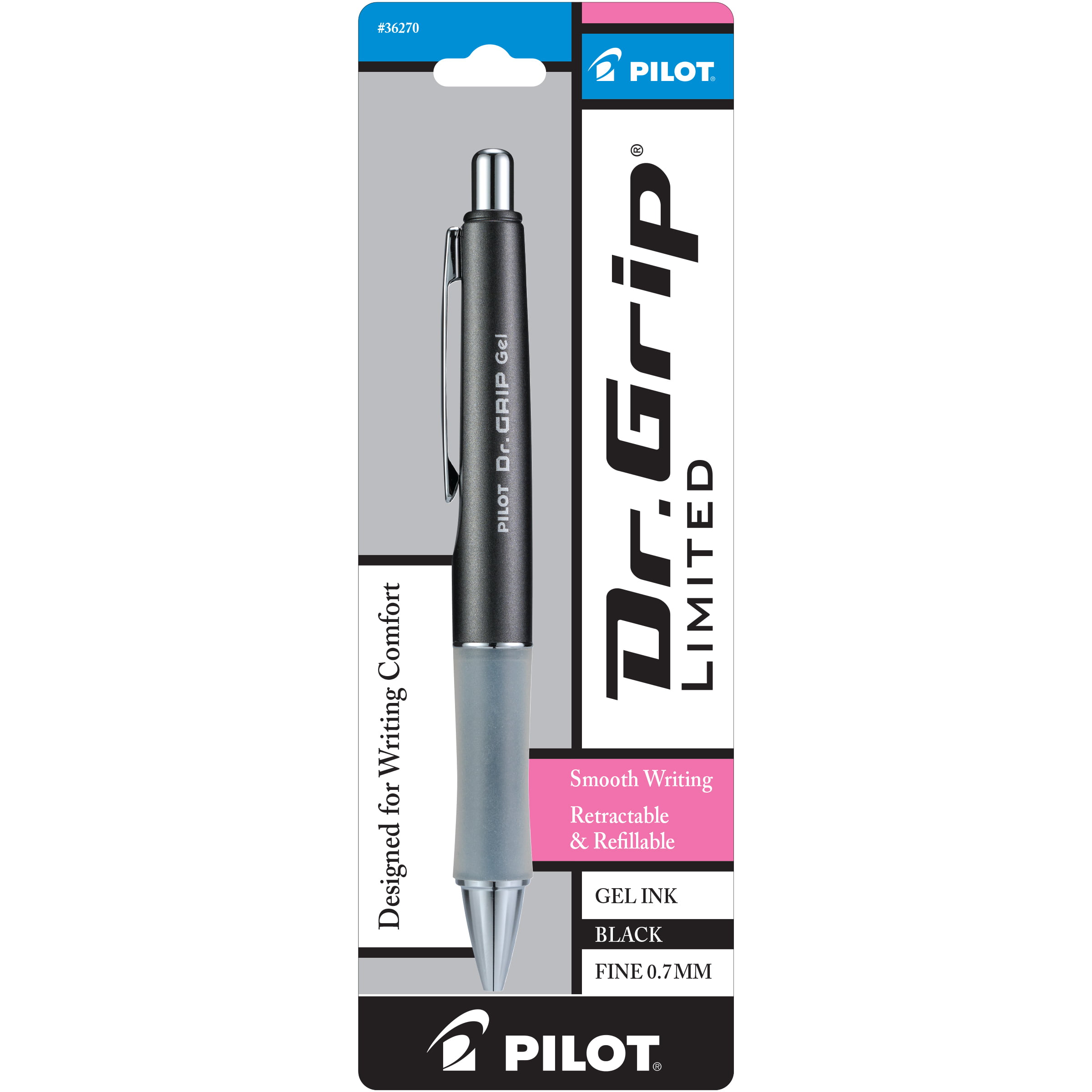Pilot G2 Retractable Gel Ink Pens Fine Point 0.7 mm Clear Barrel
