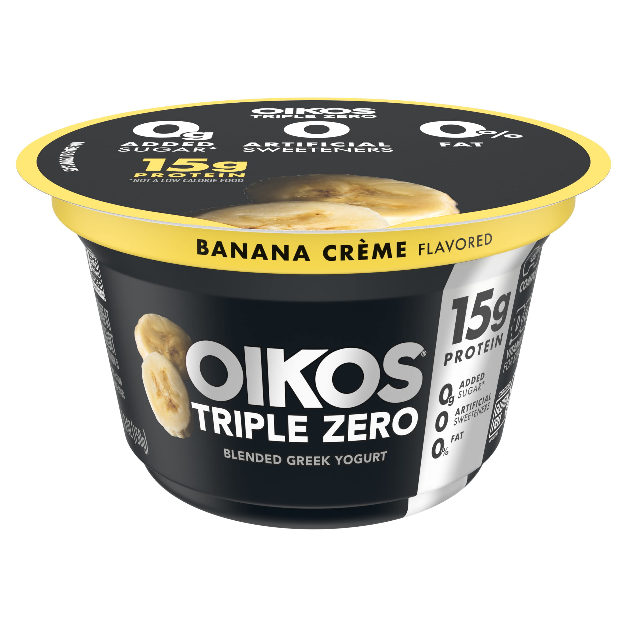 Oikos Triple Zero Banana CrËme Greek Yogurt, 5.3 Oz. DroneUp Delivery