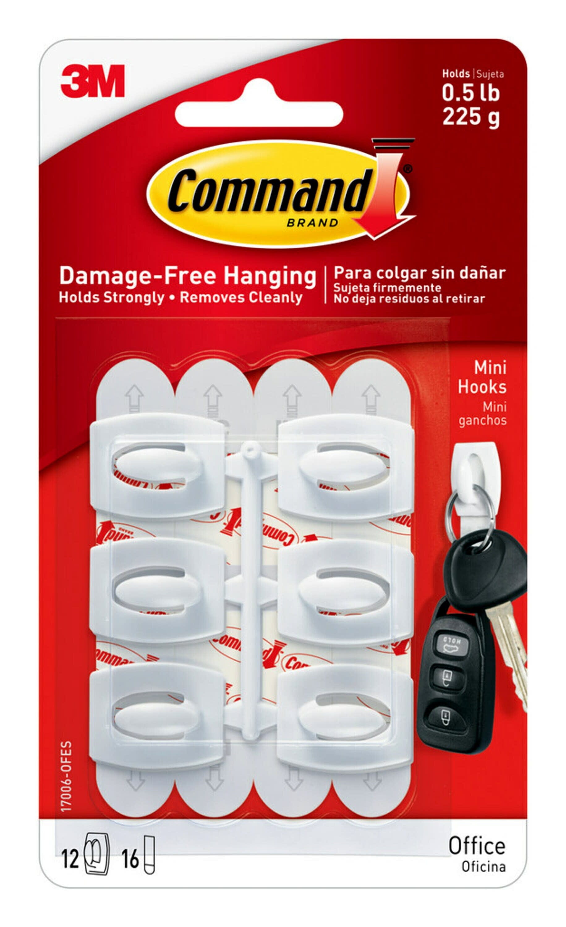 Command Outdoor Foam Strip Refills, White, Small, 16 Strips/Pack 