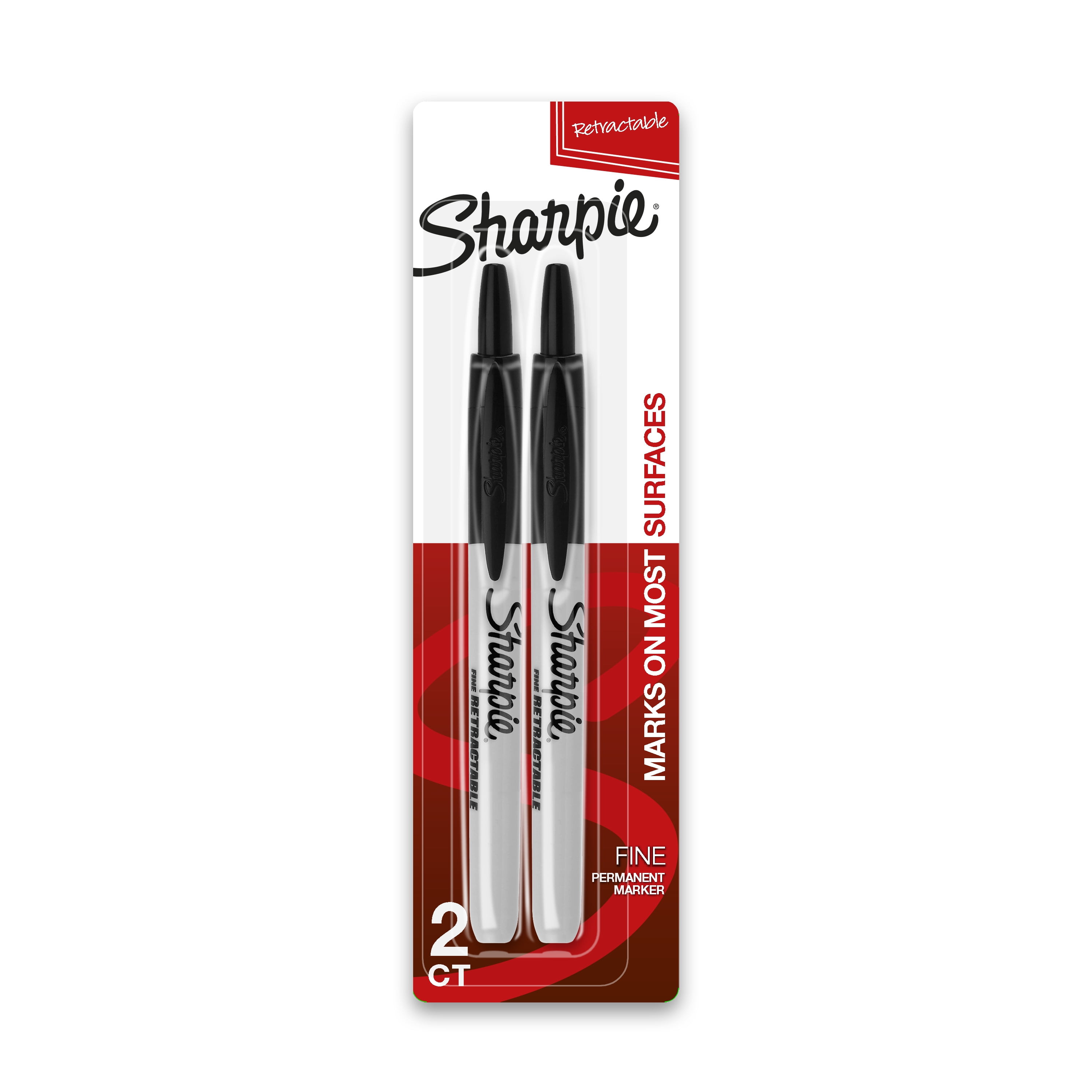 Sharpie Retractable Permanent Markers, Fine Point, Black, 2 Count - DroneUp  Delivery