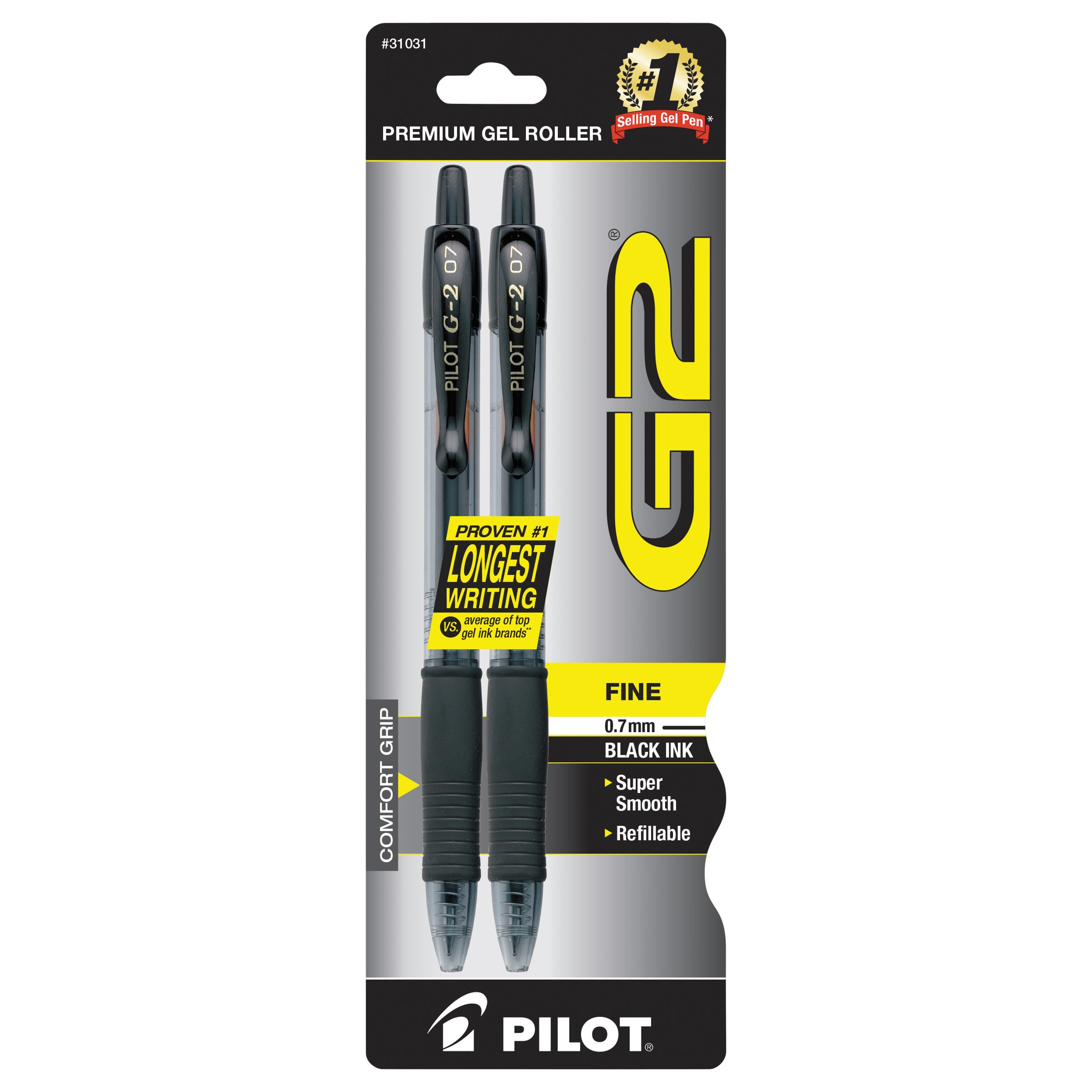 Pentel RSVP Ballpoint Pen, (0.7 mm) Fine Line, Black, 2 Pack