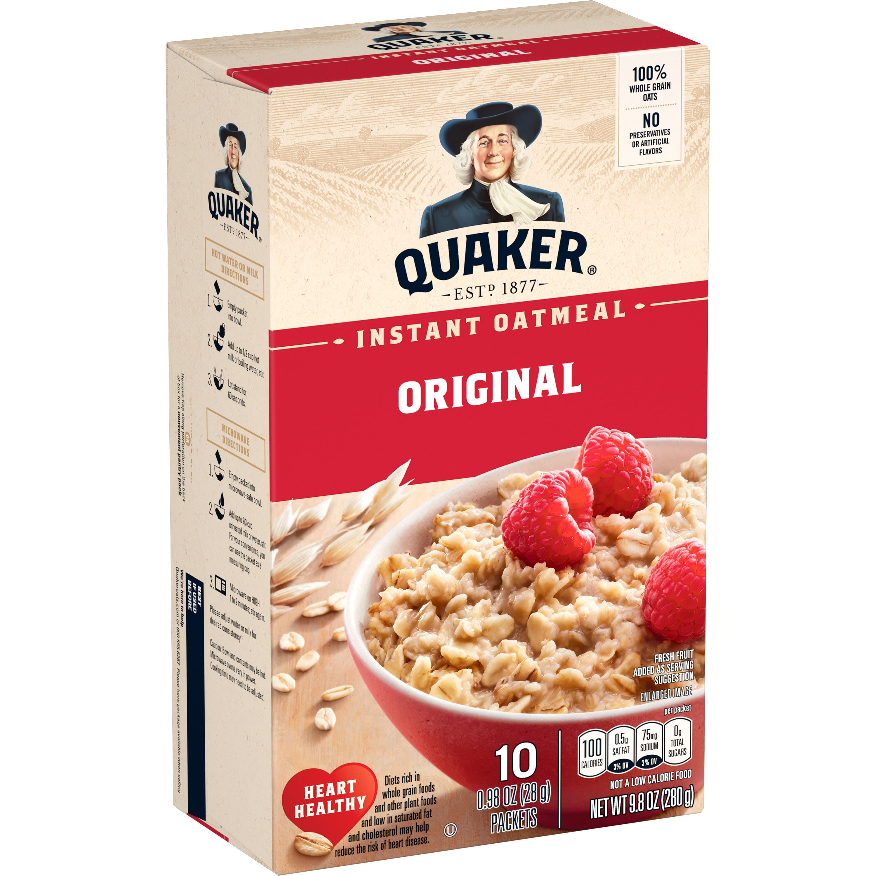 Quaker Instant Oatmeal, Regular, 9.8 Oz, 10 Packets - DroneUp Delivery