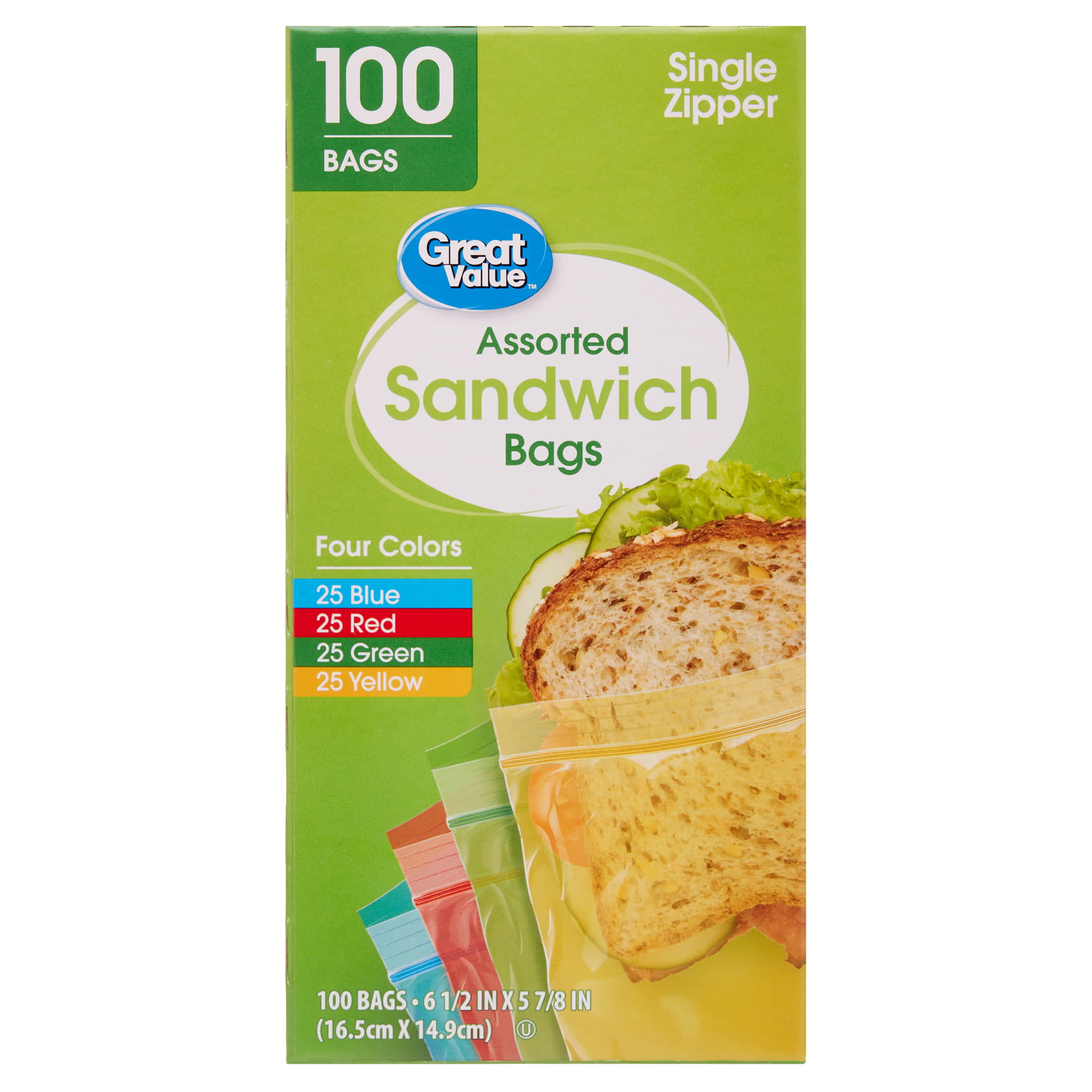 Great Value Zipper Square Snack Bags, 200 Count