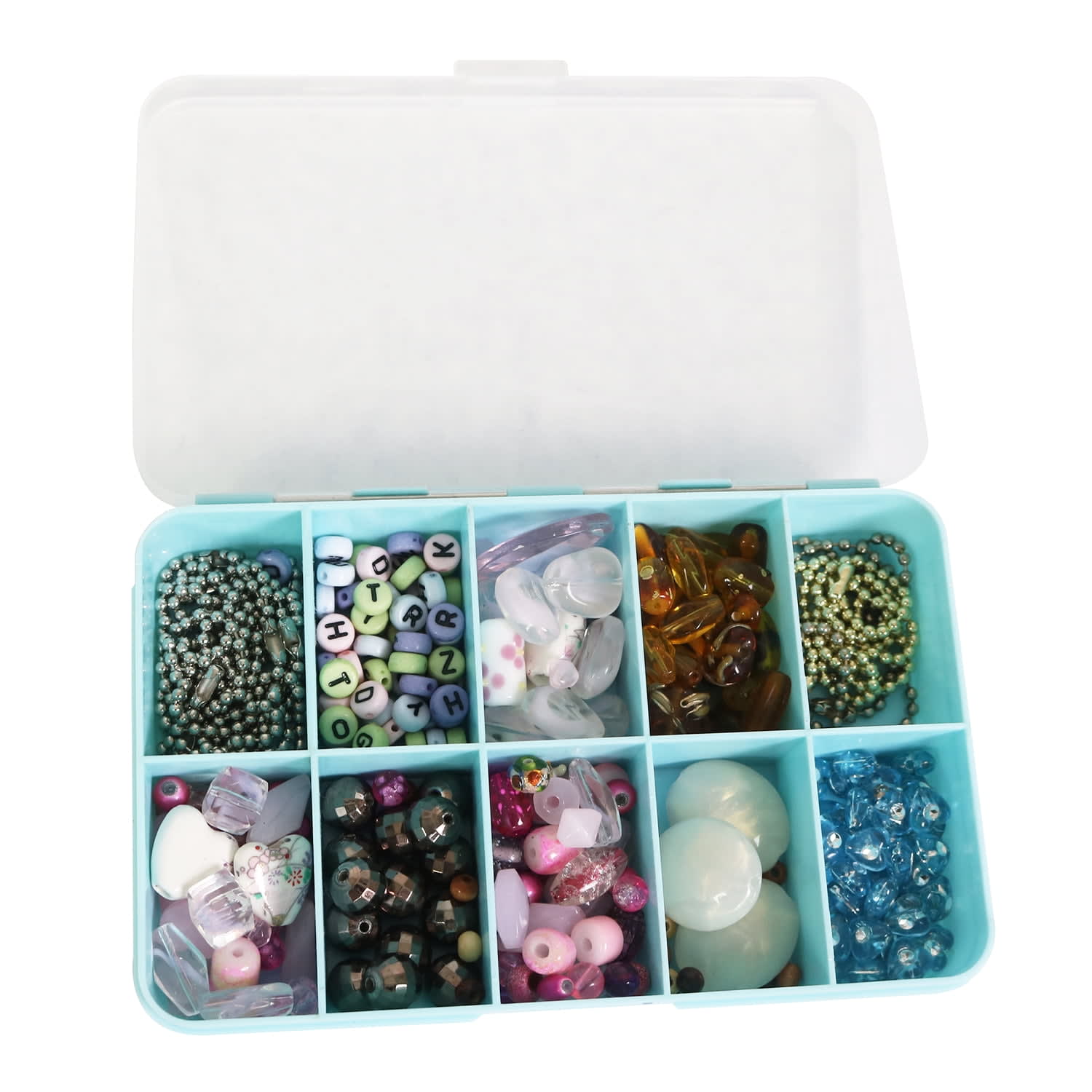 Everything Mary 10 Compartment Plastic Bead Storage Box, Teal