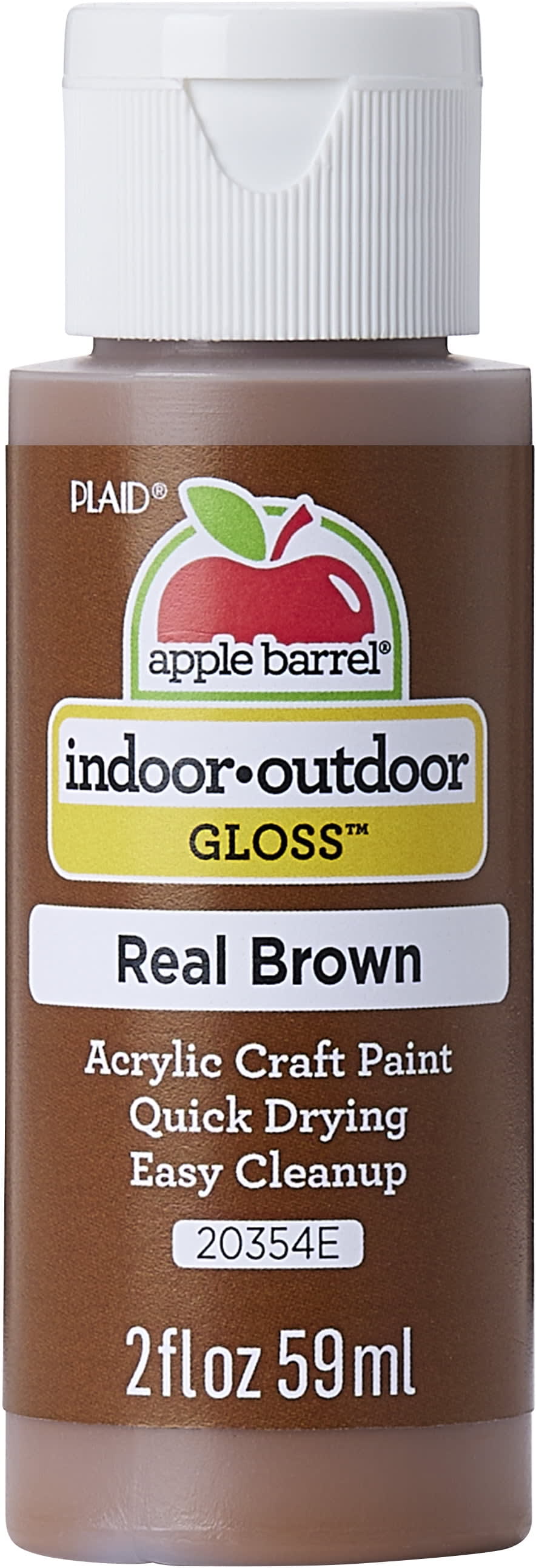 Apple Barrel 20354E Acrylic Craft Paint, Gloss Finish, Real Brown, 2 fl oz