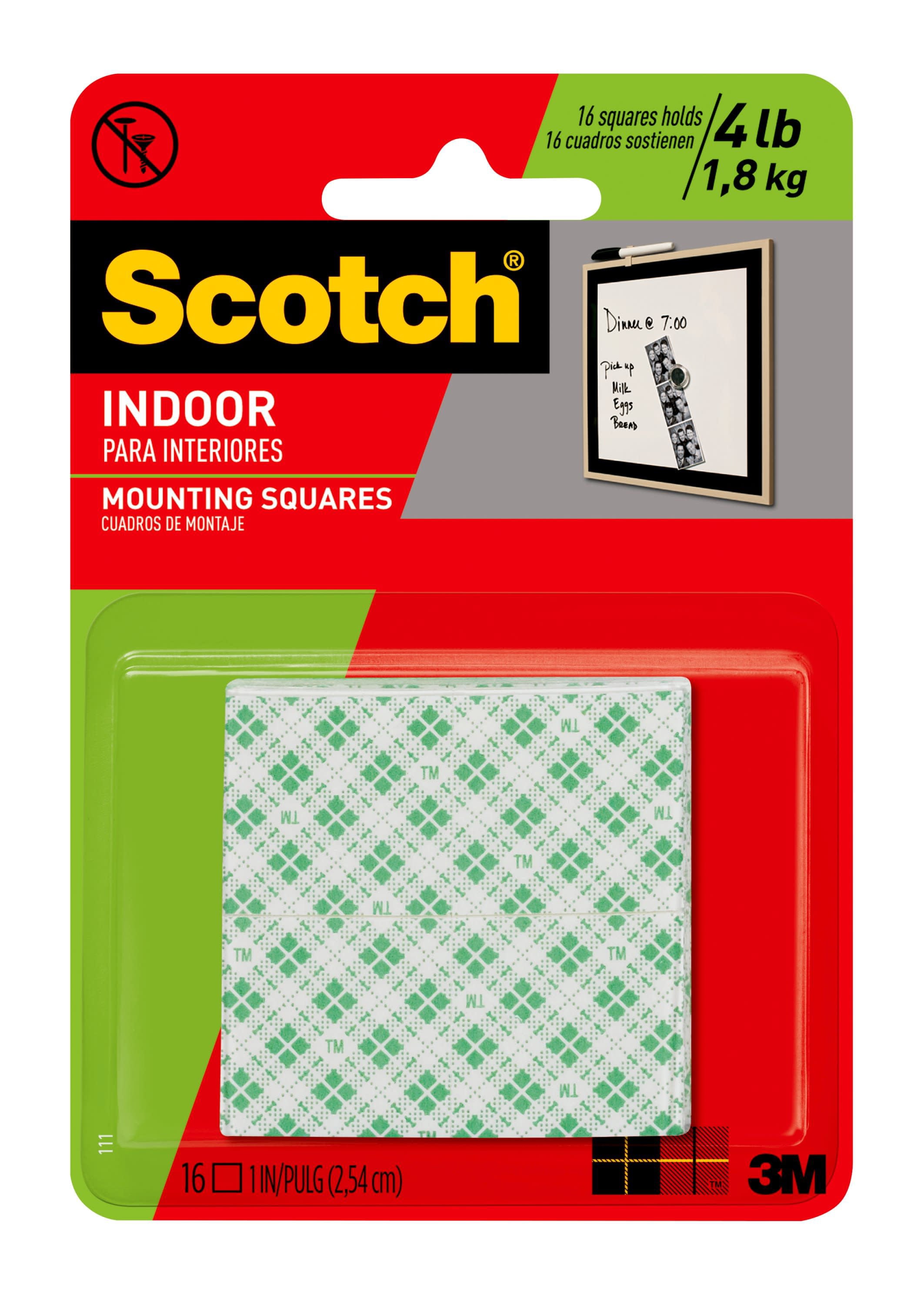 Scotch Indoor Double-Sided Mounting Tape, 1 in x 1 in, White, 16 Squares -  DroneUp Delivery