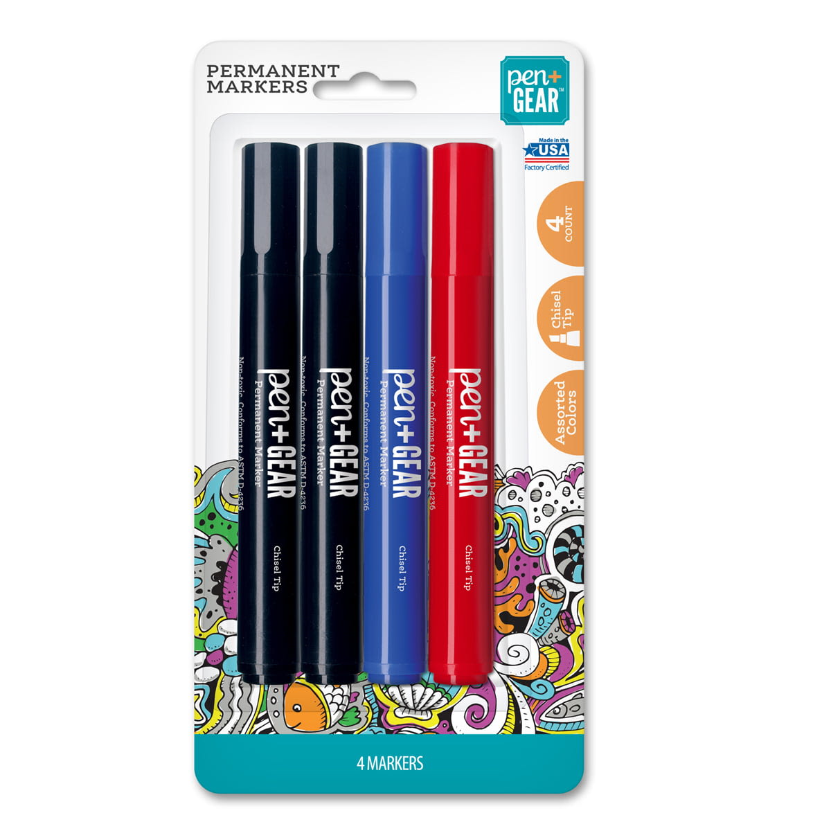 non-toxic black chisel tip permanent marker