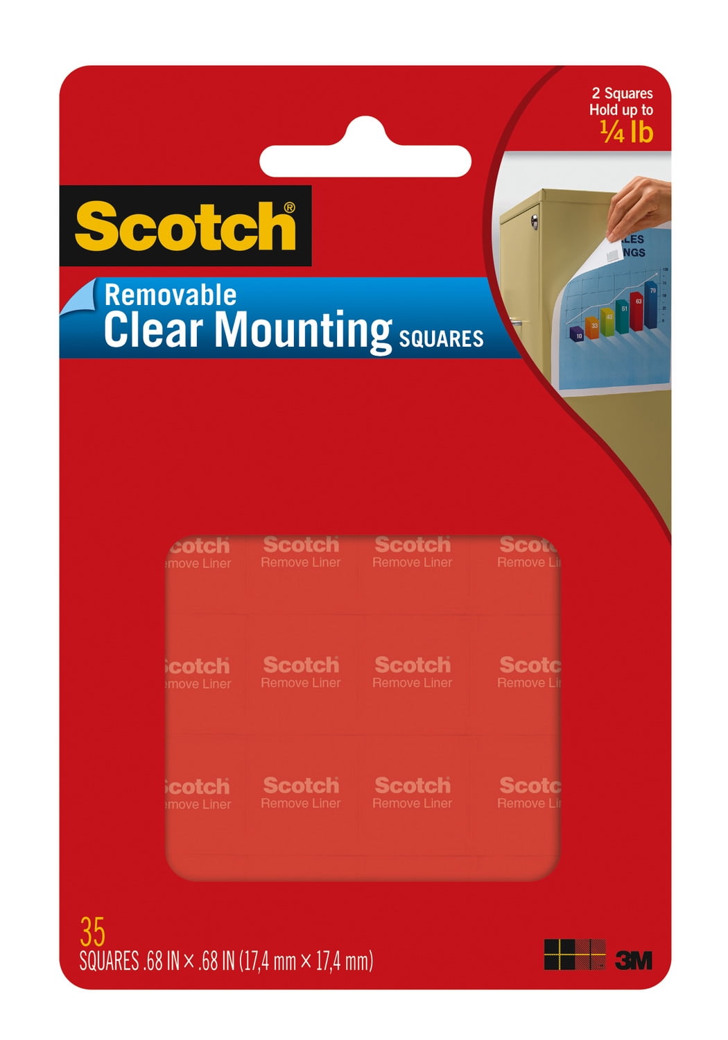 Scotch Mounting Squares Removable Foam 16 Squares 1 in. x 1 in 3 Pack