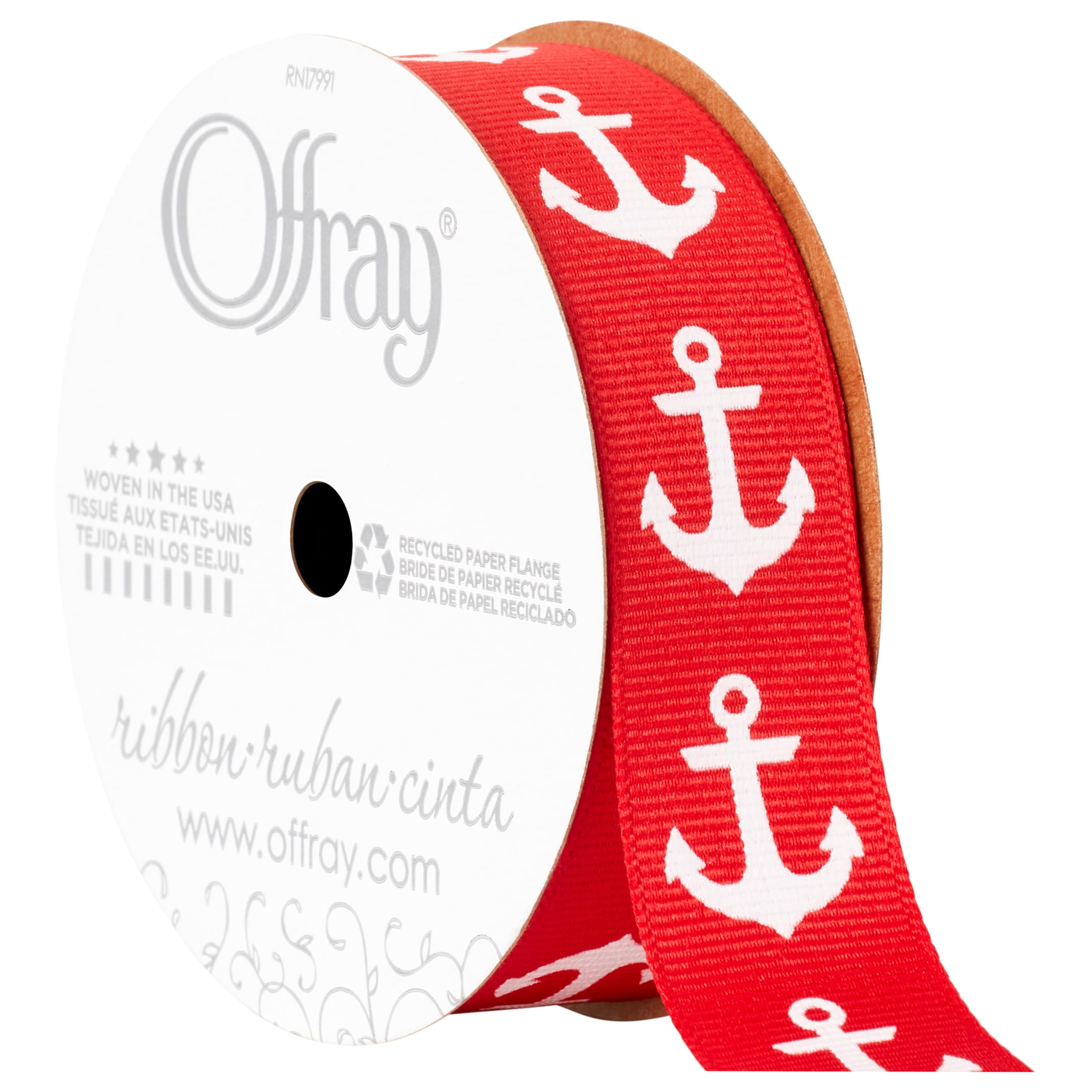 Offray Ribbon, Navy 5/8 inch Grosgrain Polyester Ribbon, 18 feet