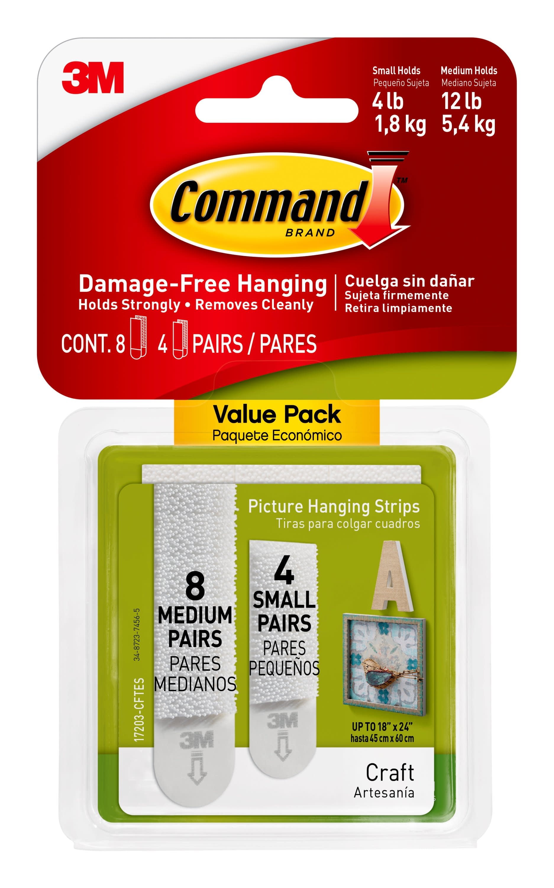 Command 3 lbs. White Medium Picture Hanging Adhesive Strips (12-Sets of Adhesive Strips)