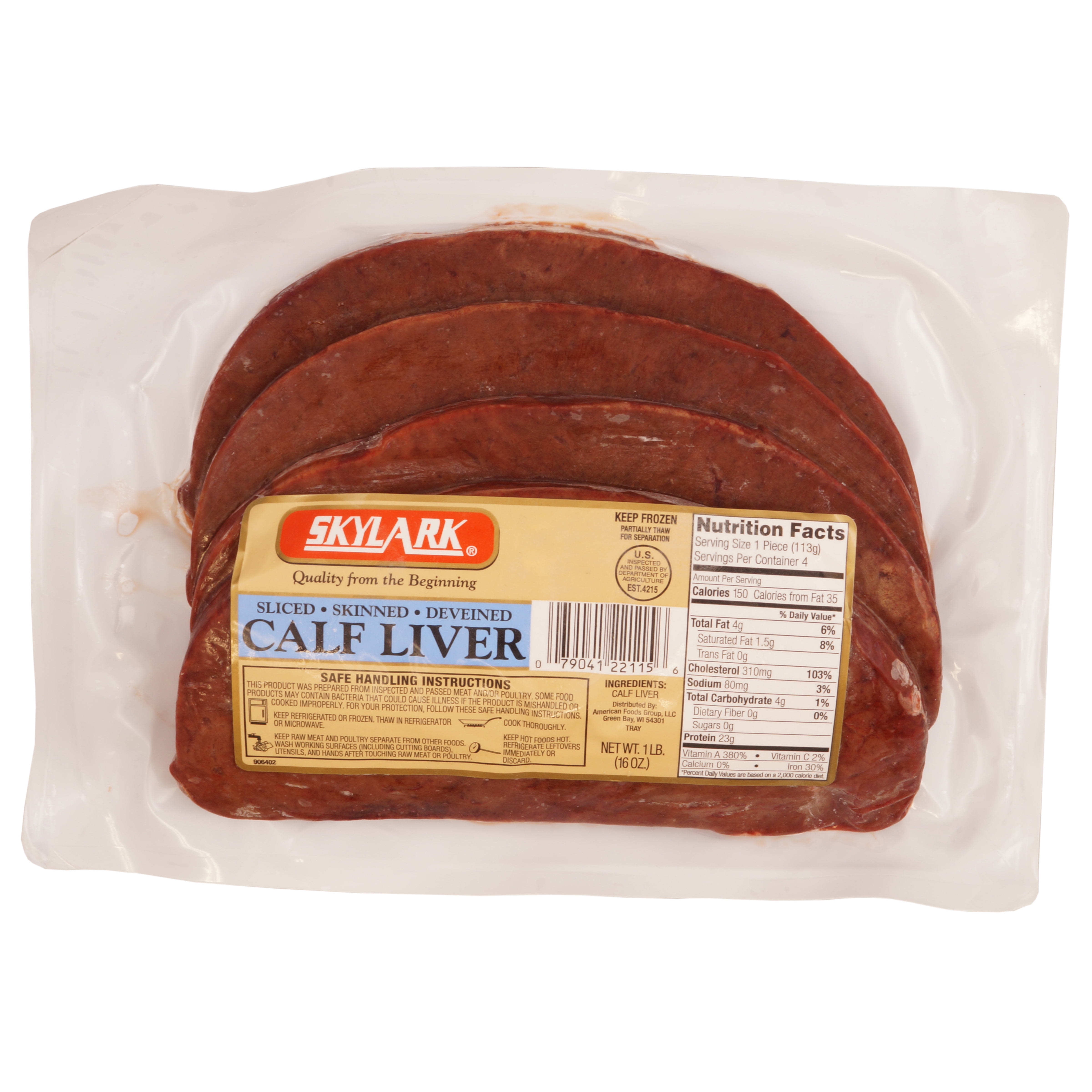 Skylark Sliced Calf Liver, 16 oz