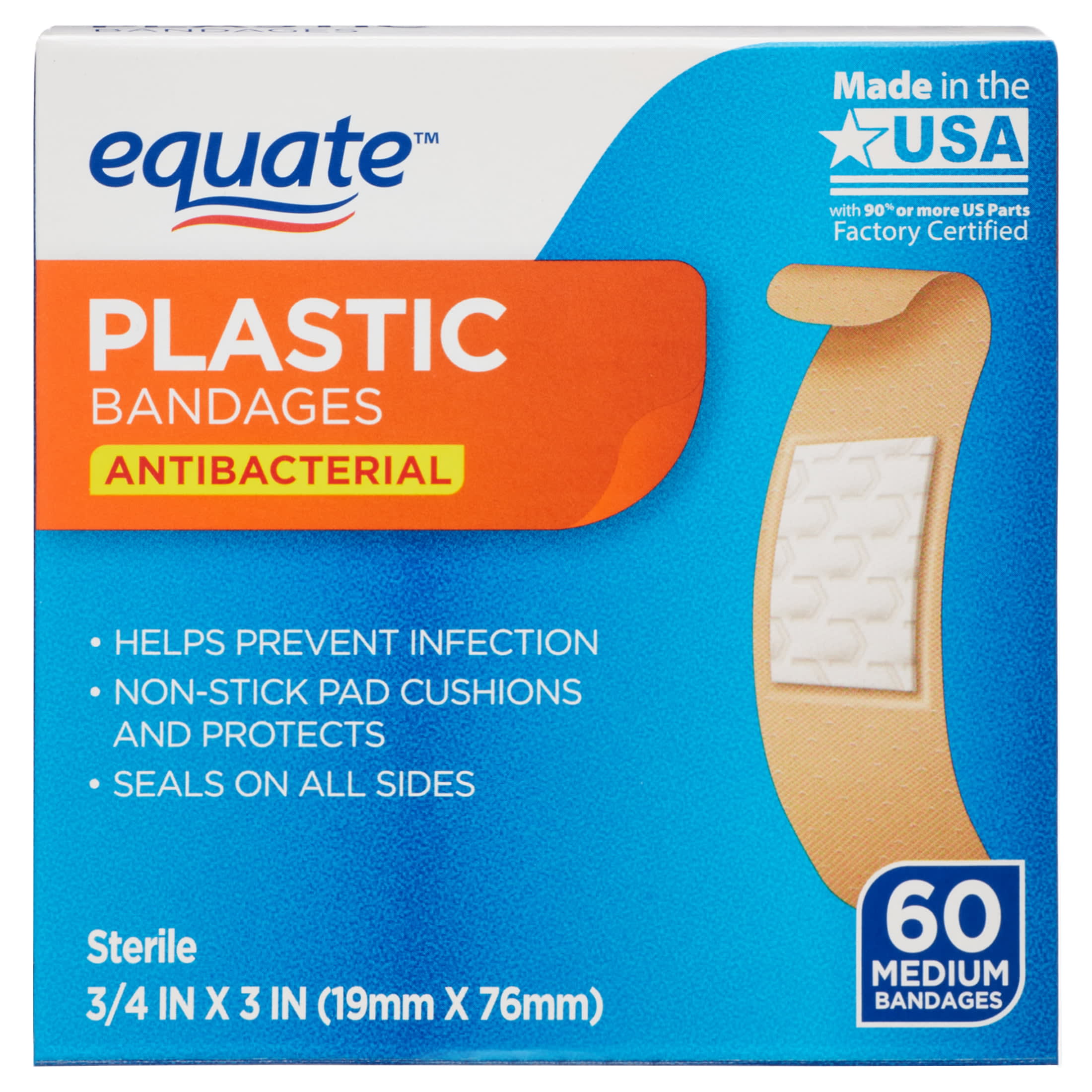 Equate Waterproof Clear Adhesive Bandages, 60 bandages 