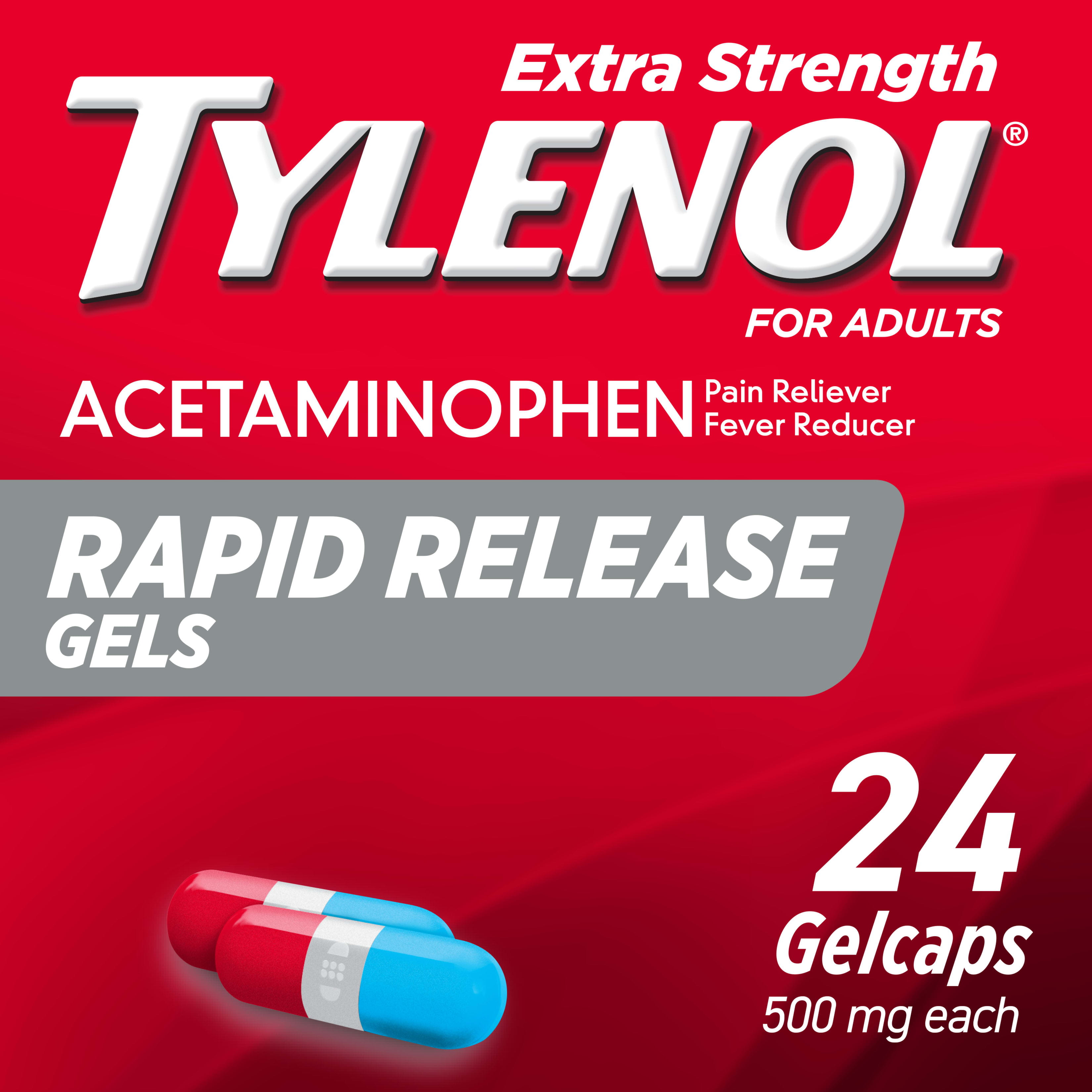 Tylenol Extra Strength Acetaminophen Rapid Release Gels, 24 ct - DroneUp  Delivery