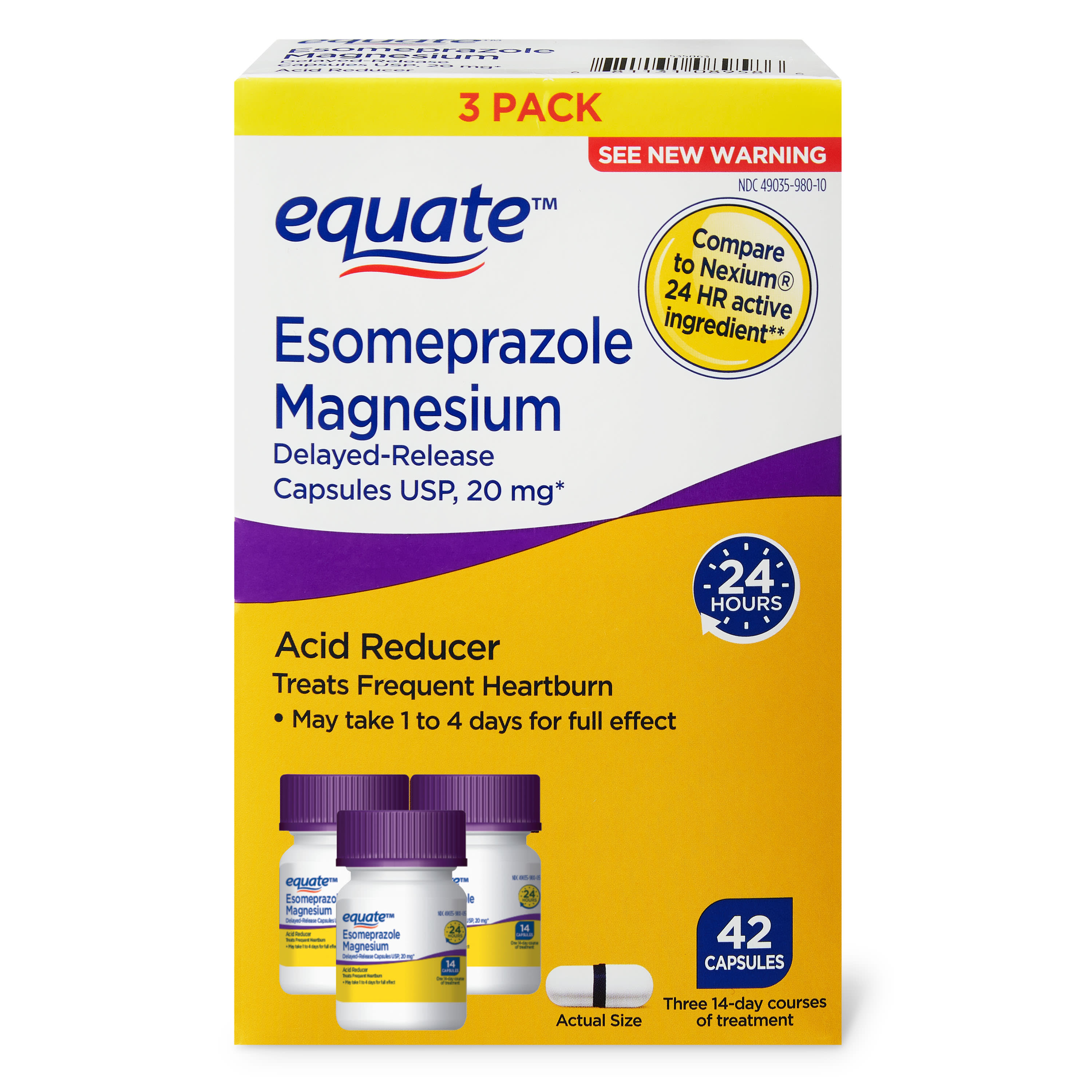 Equate Acid Reducer Esomeprazole Magnesium DelayedRelease Caps, 20mg