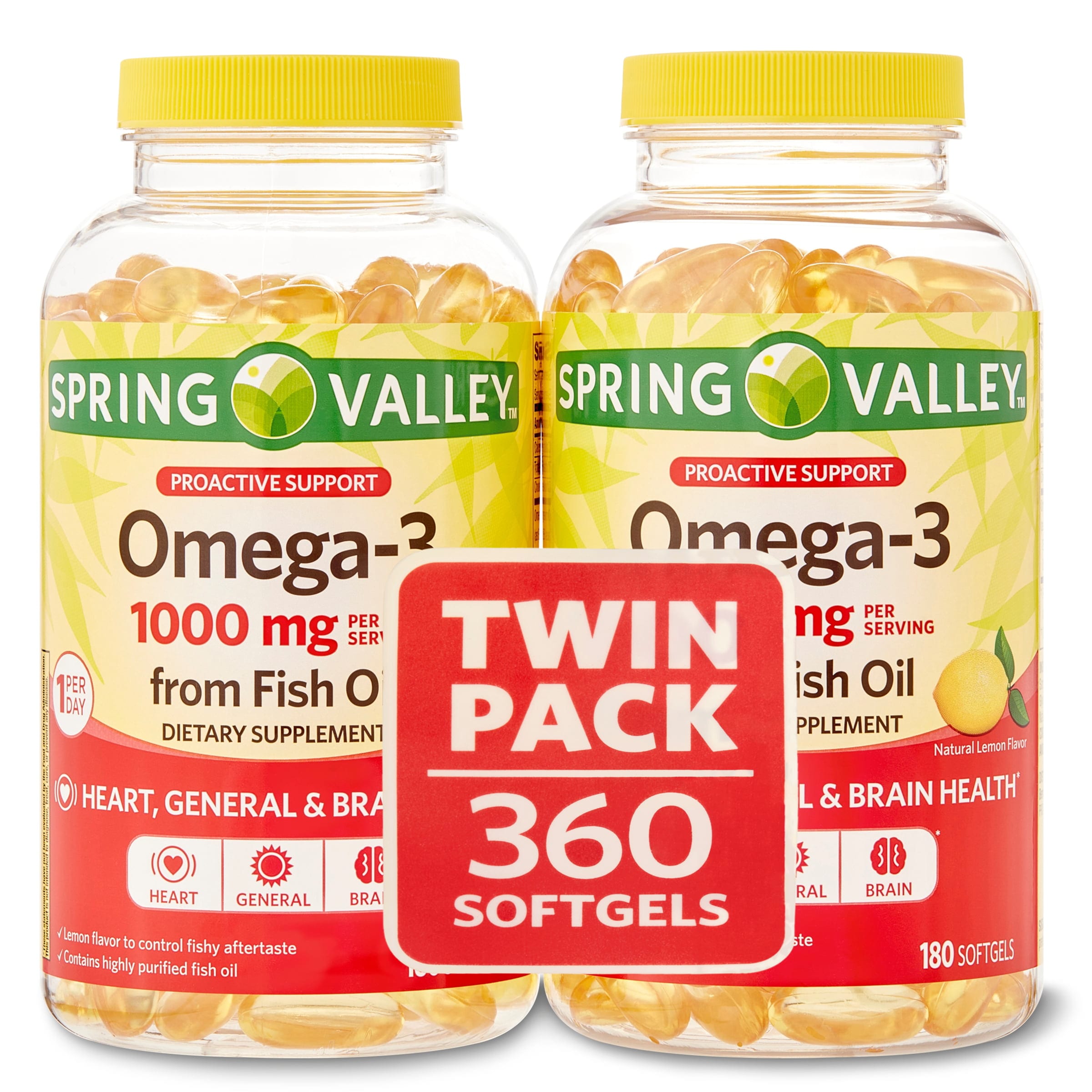 Spring Valley Omega-3 Natural Lemon Flavor Dietary Supplement Twin