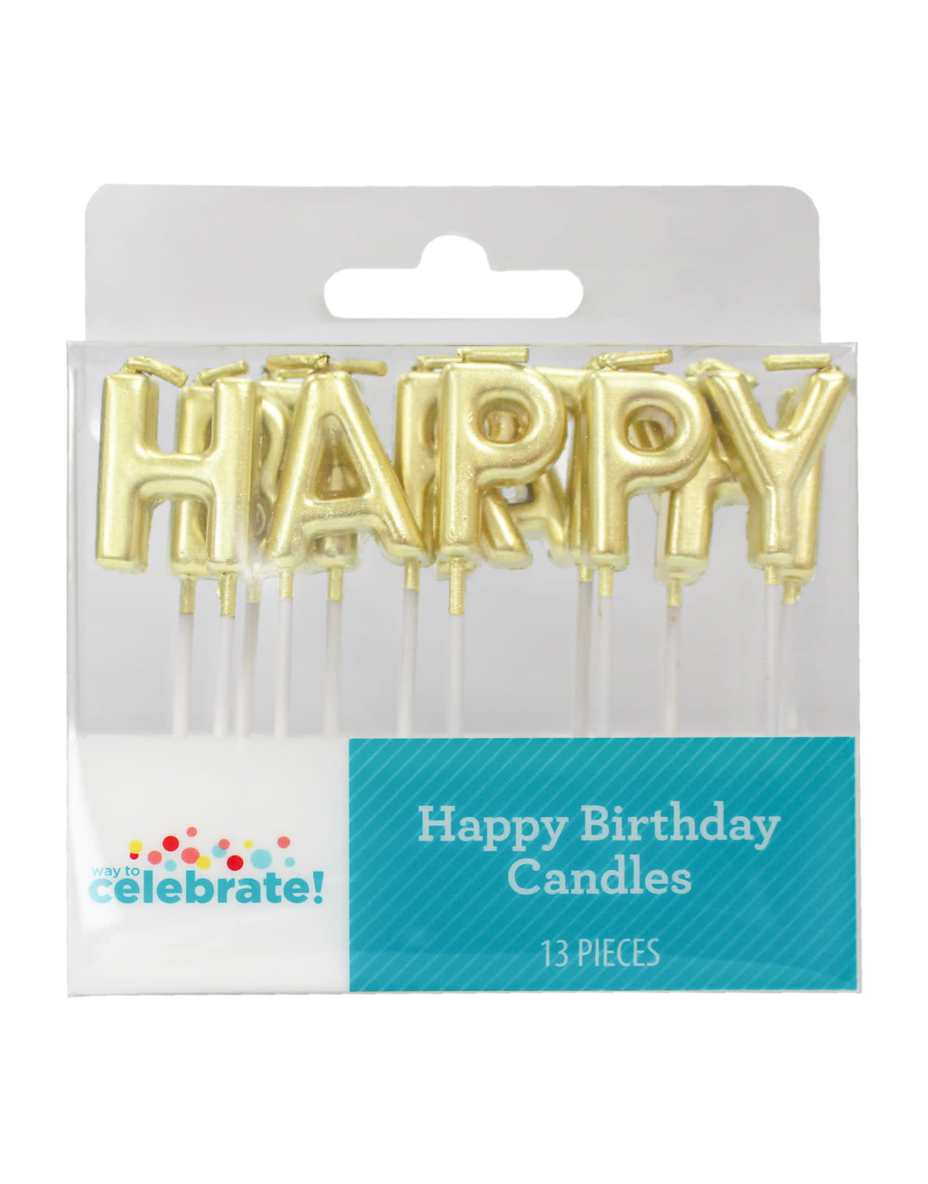 Way To Celebrate Gold Birthday Candles, (5.5") 13 Pieces - DroneUp Delivery