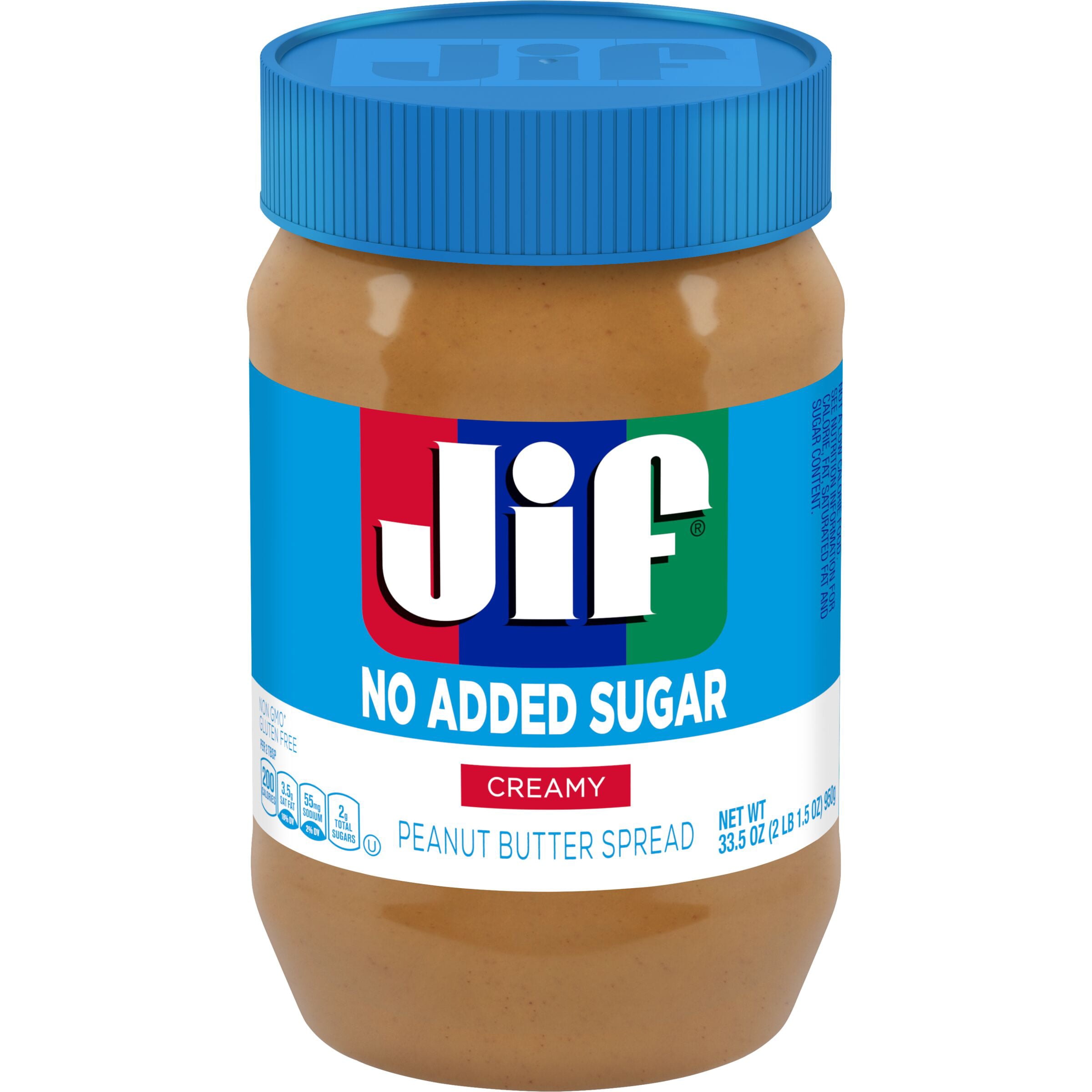Jif No Added Sugar Creamy Peanut Butter Spread, 33.5 oz ...
